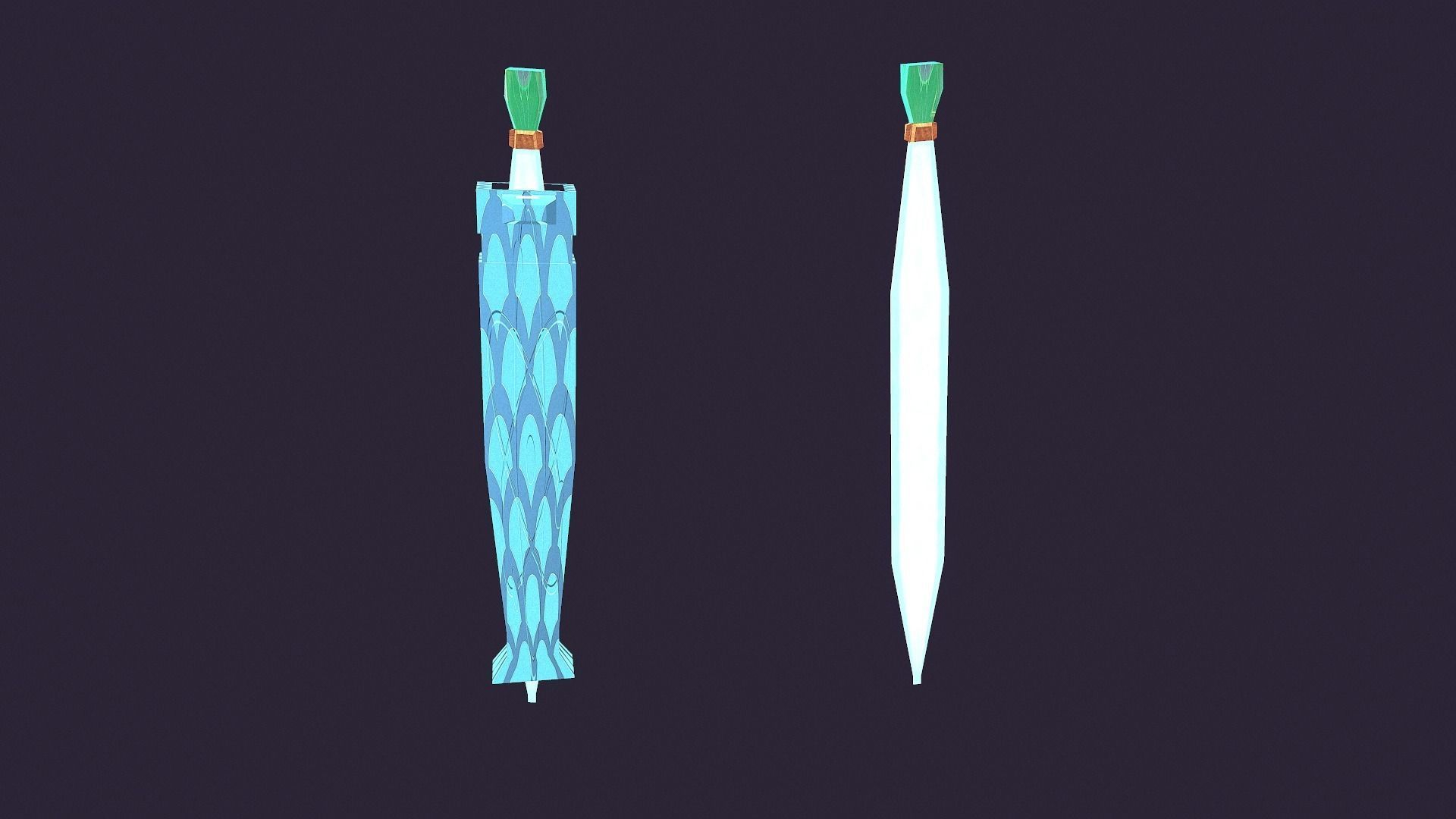 Game Ready Sword umbrella Low-poly 3D model_1