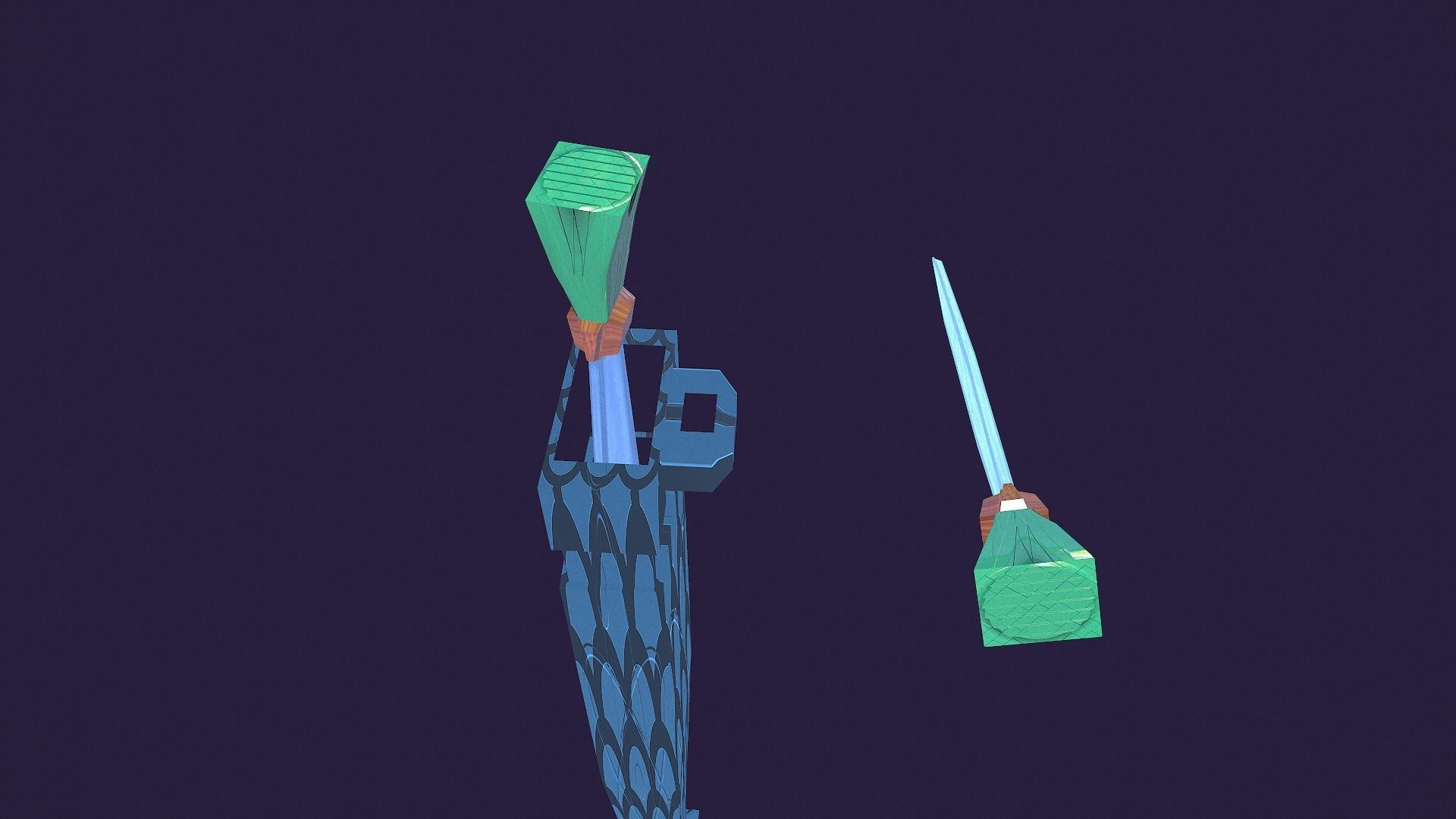 Game Ready Sword umbrella Low-poly 3D model_2