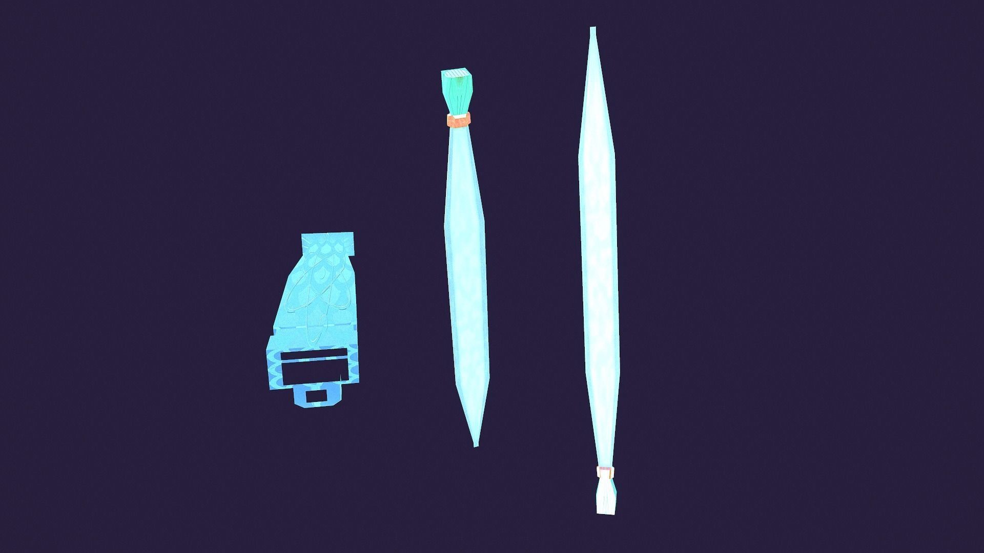 Game Ready Sword umbrella Low-poly 3D model_3