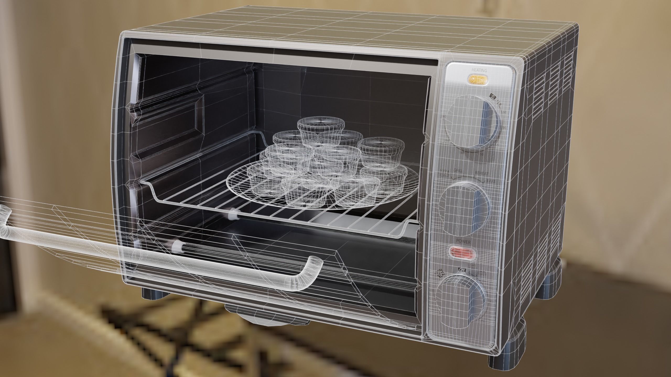 Sunbeam BT5350 Toaster Oven and FREE Plate of PARTY PIES Low-poly 3D model_14
