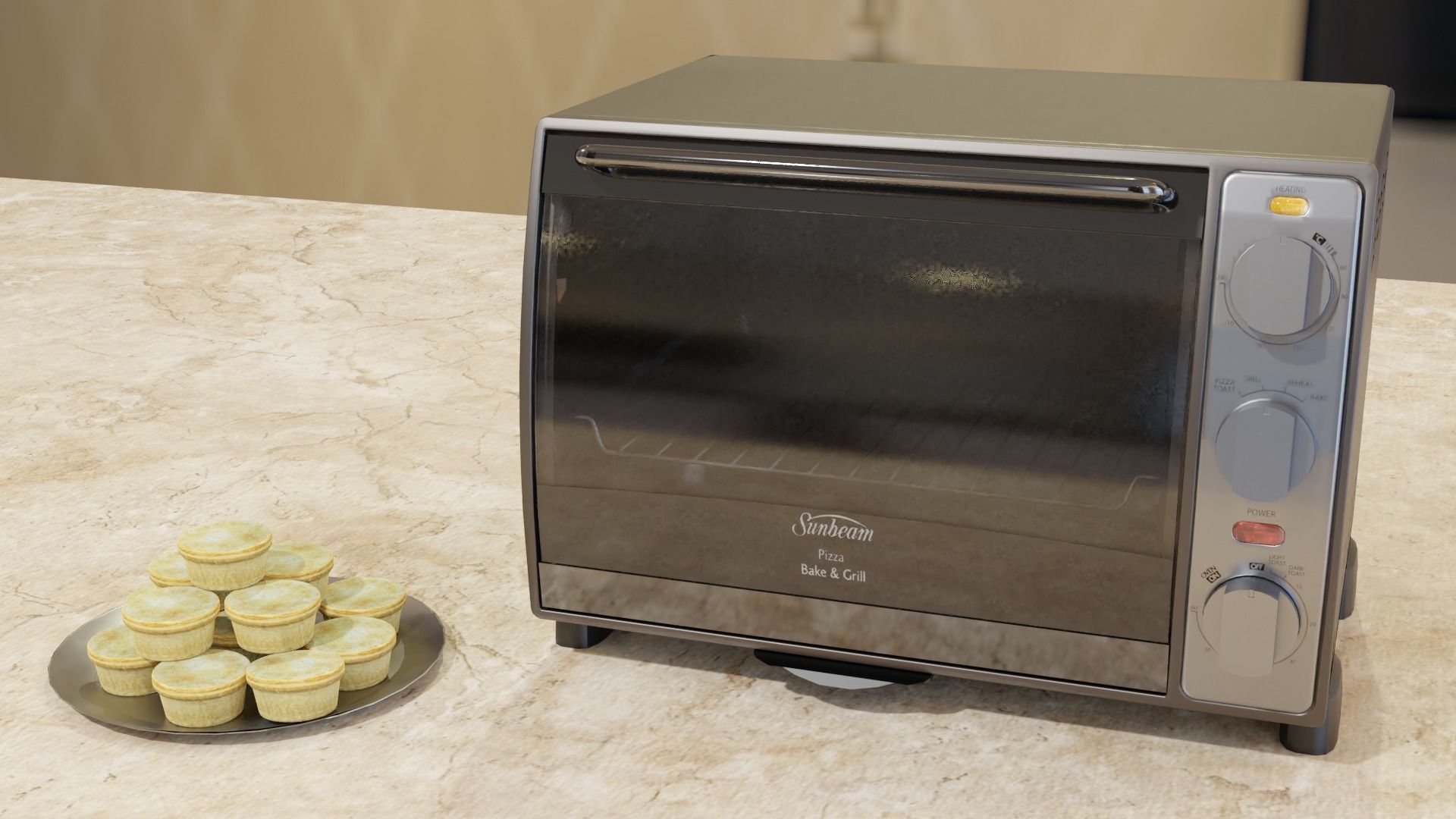 Sunbeam BT5350 Toaster Oven and FREE Plate of PARTY PIES Low-poly 3D model_6