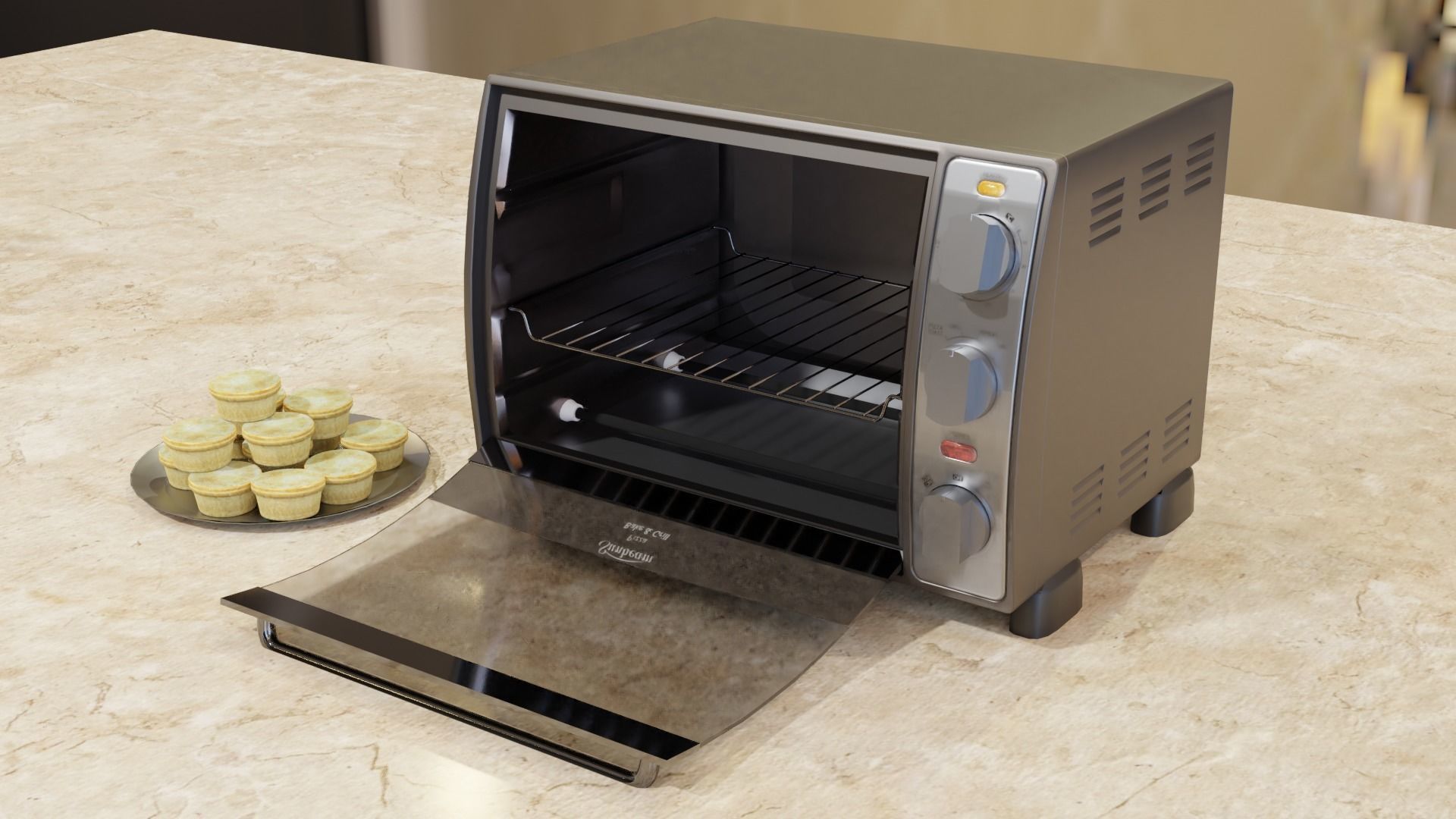 Sunbeam BT5350 Toaster Oven and FREE Plate of PARTY PIES Low-poly 3D model_7