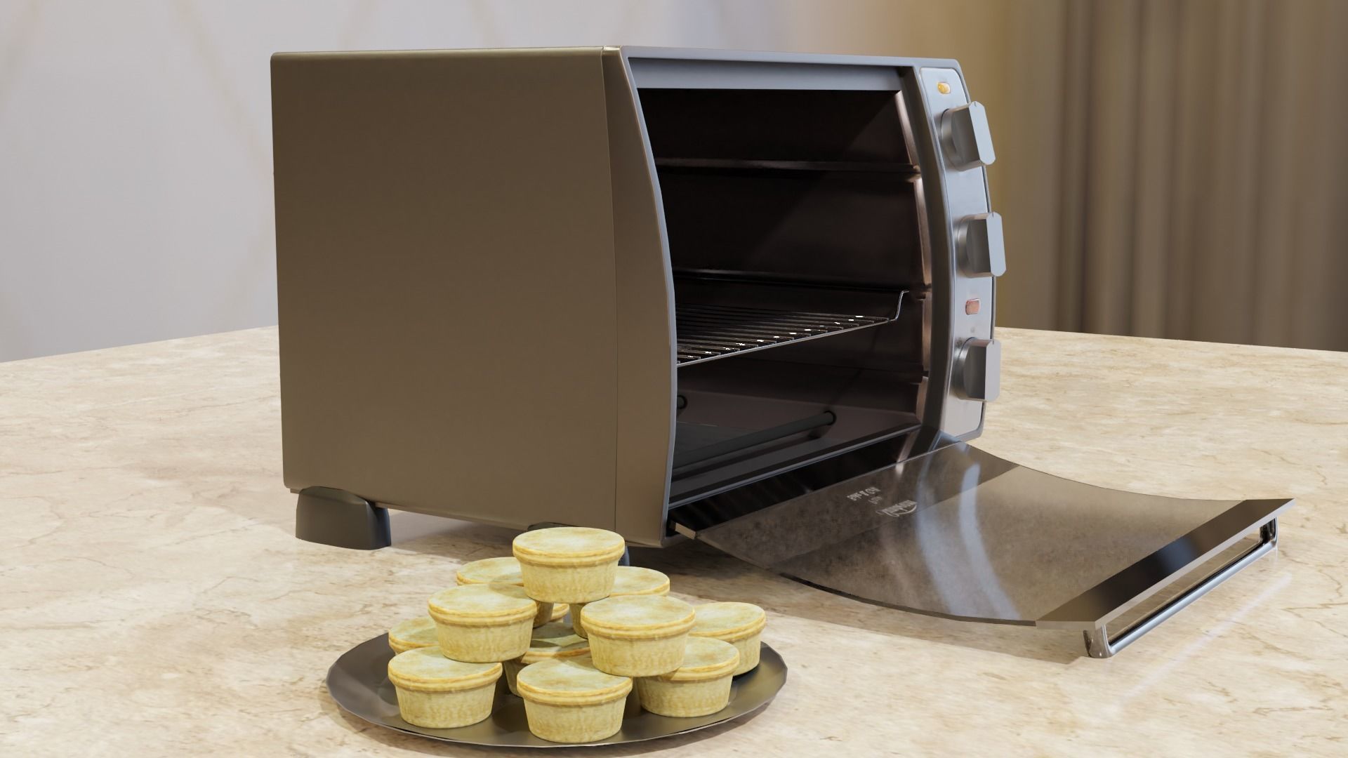 Sunbeam BT5350 Toaster Oven and FREE Plate of PARTY PIES Low-poly 3D model_11