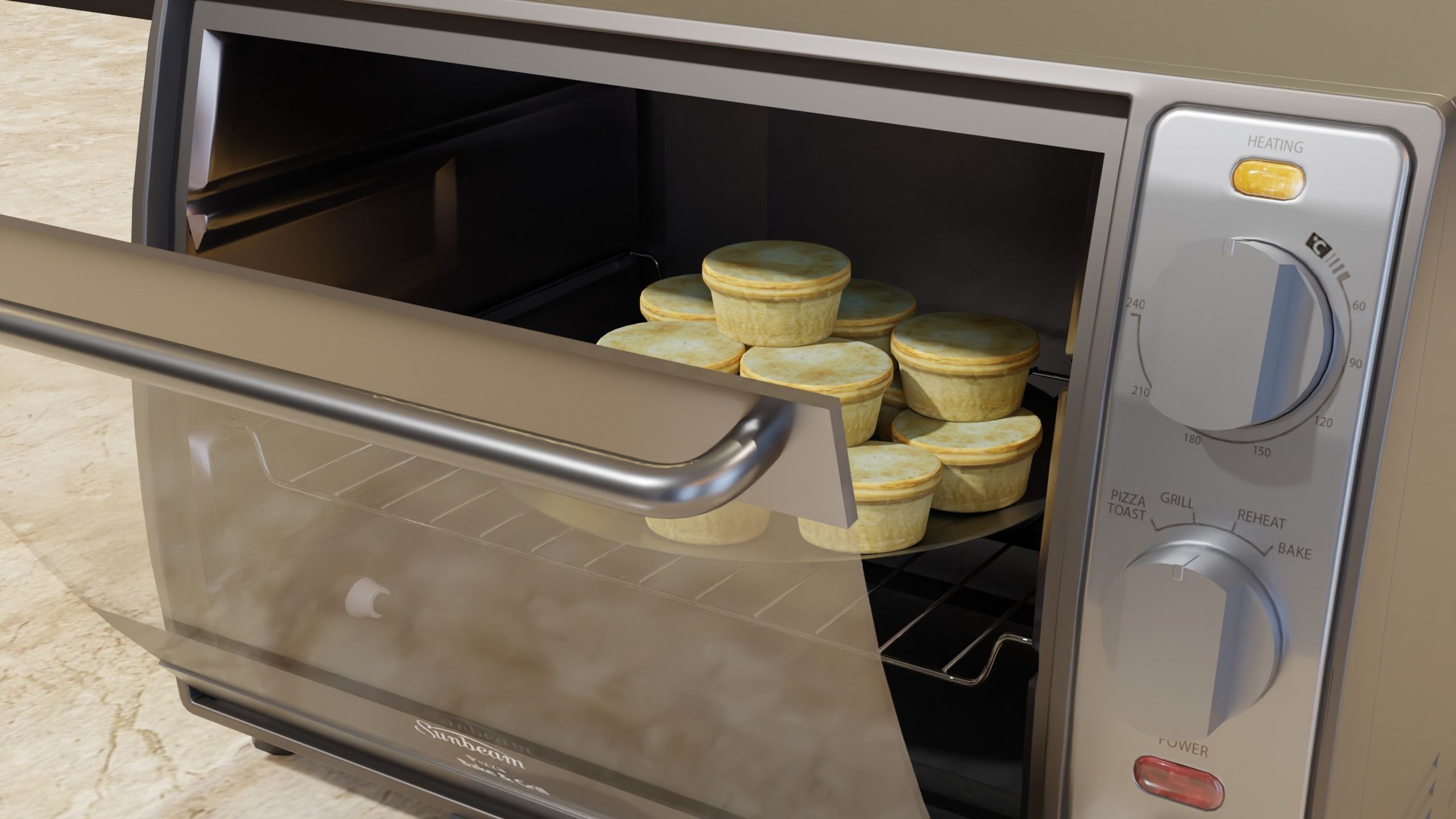 Sunbeam BT5350 Toaster Oven and FREE Plate of PARTY PIES Low-poly 3D model_4
