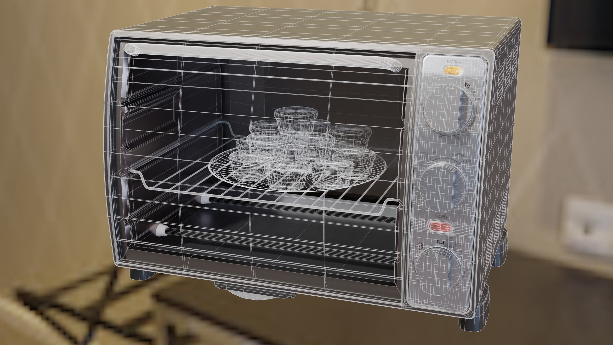 Sunbeam BT5350 Toaster Oven and FREE Plate of PARTY PIES Low-poly 3D model_13