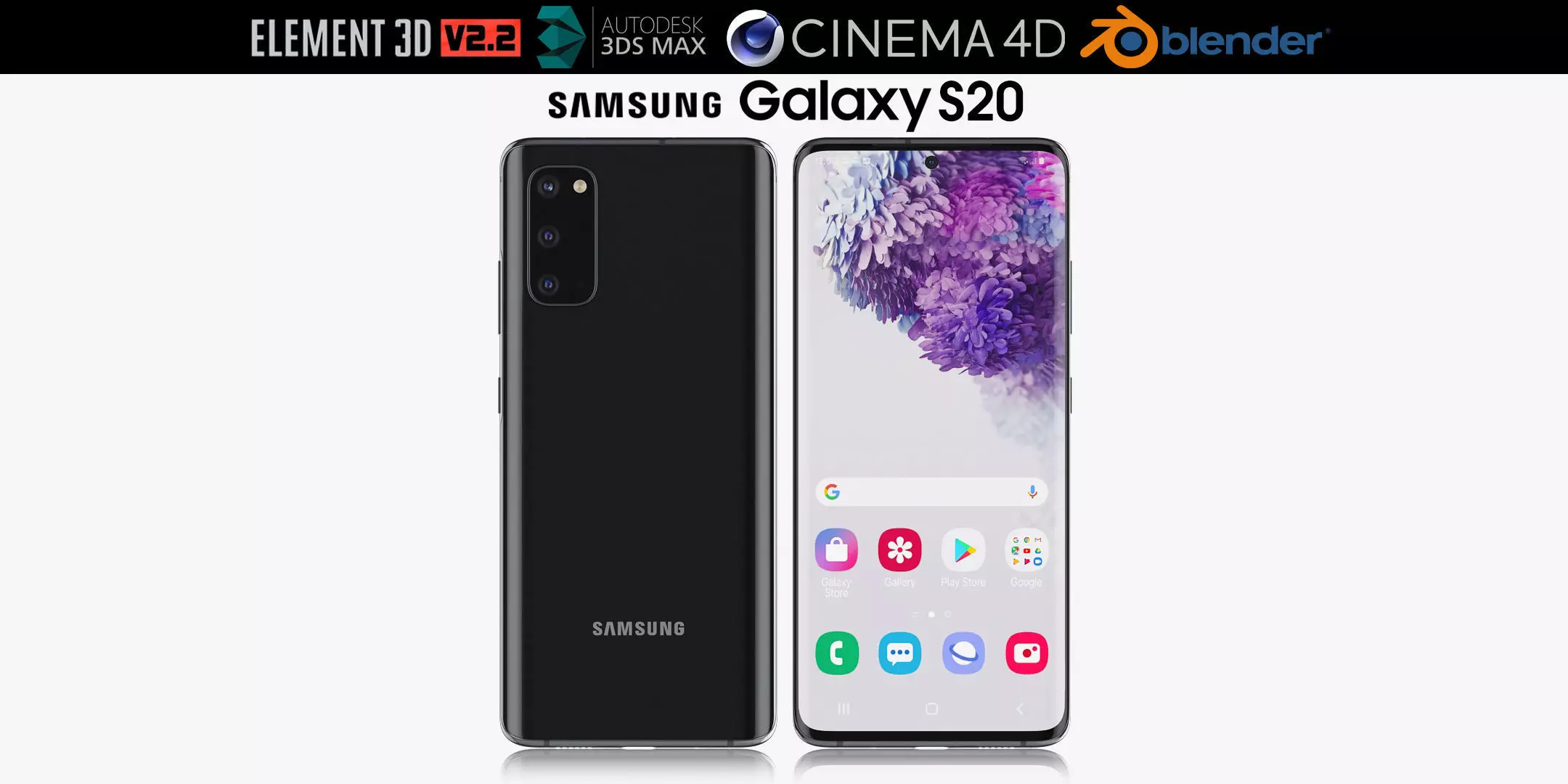 Samsung Galaxy S20 black 3D model