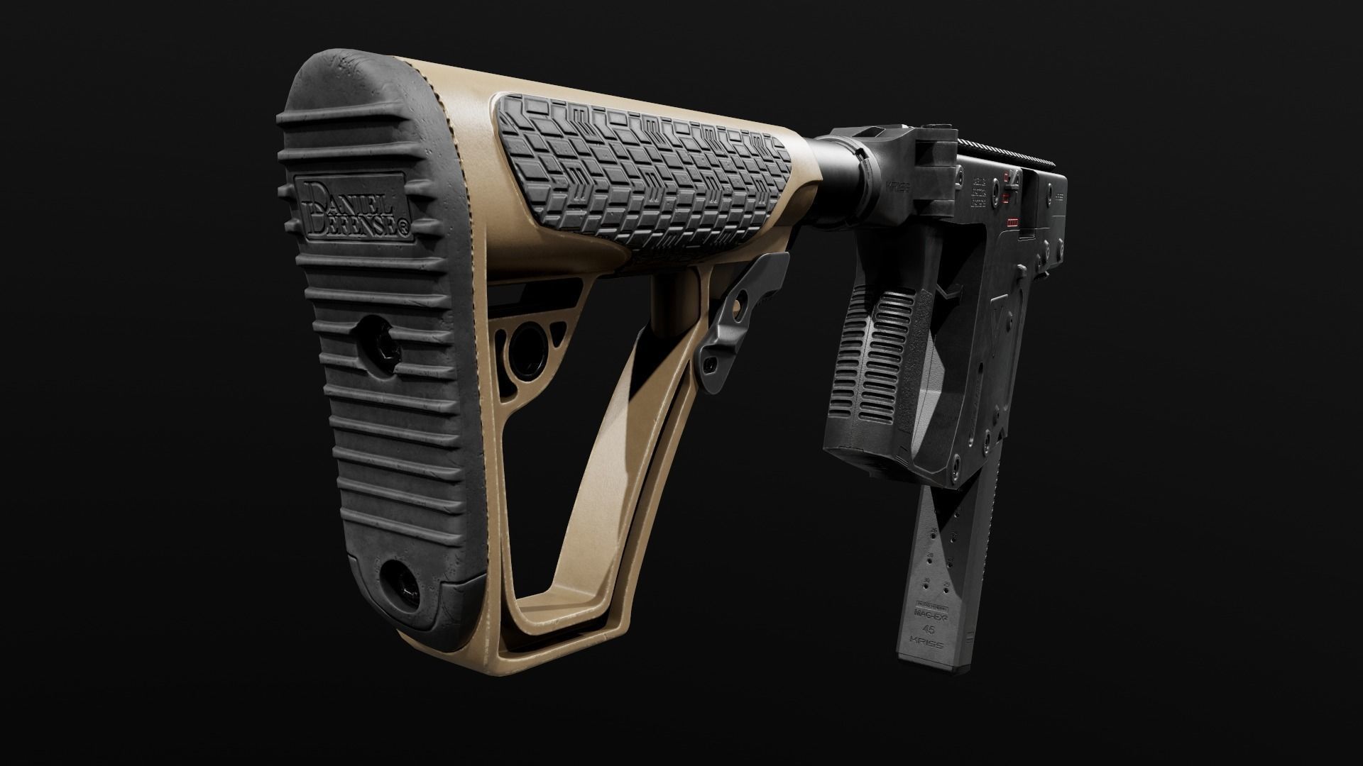 Daniel Defense AR15 Collapsible Buttstock Low-poly 3D model_25