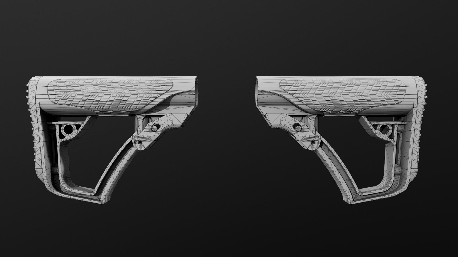 Daniel Defense AR15 Collapsible Buttstock Low-poly 3D model_3