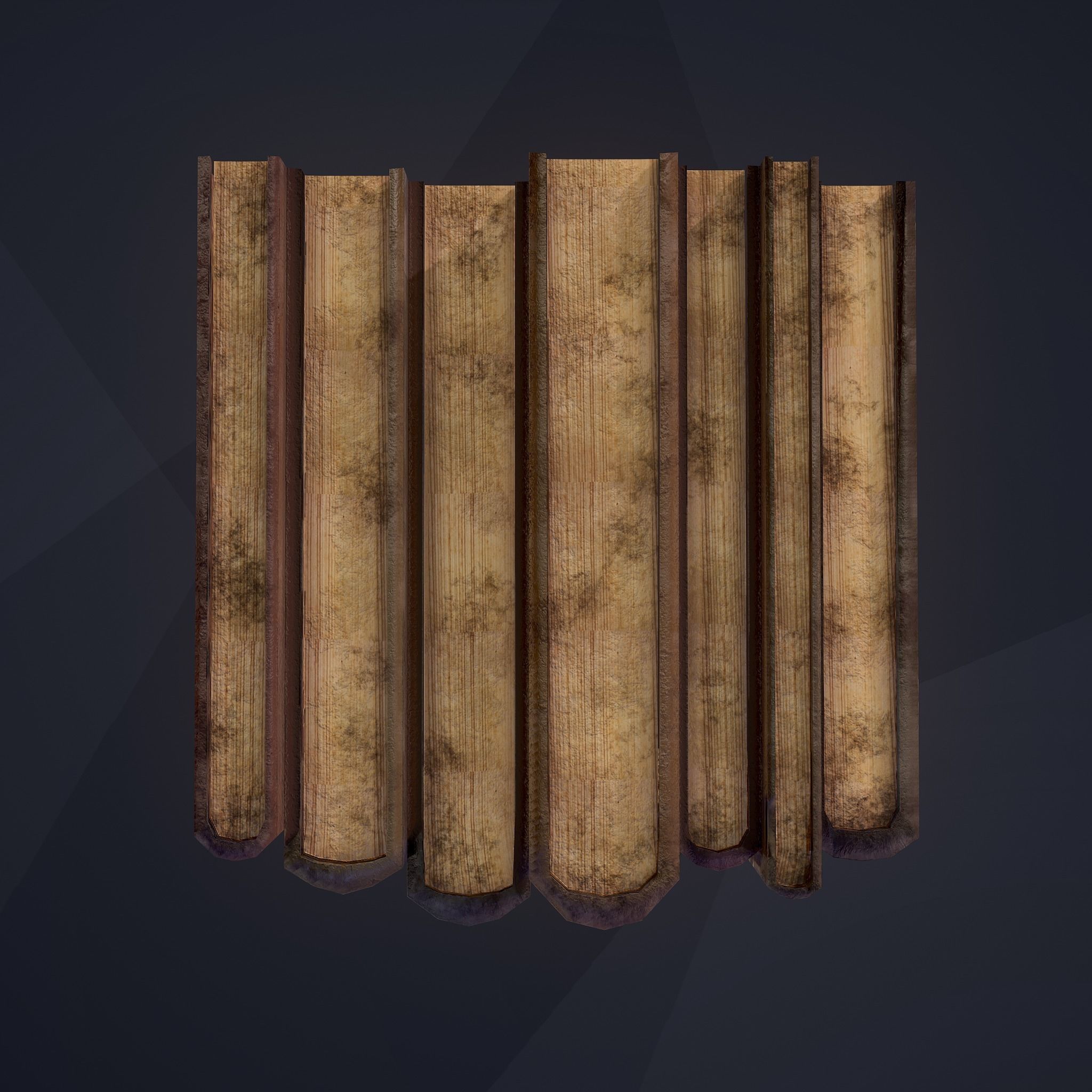 Medieval Books Row 1 Design 1  Low-poly 3D model_9