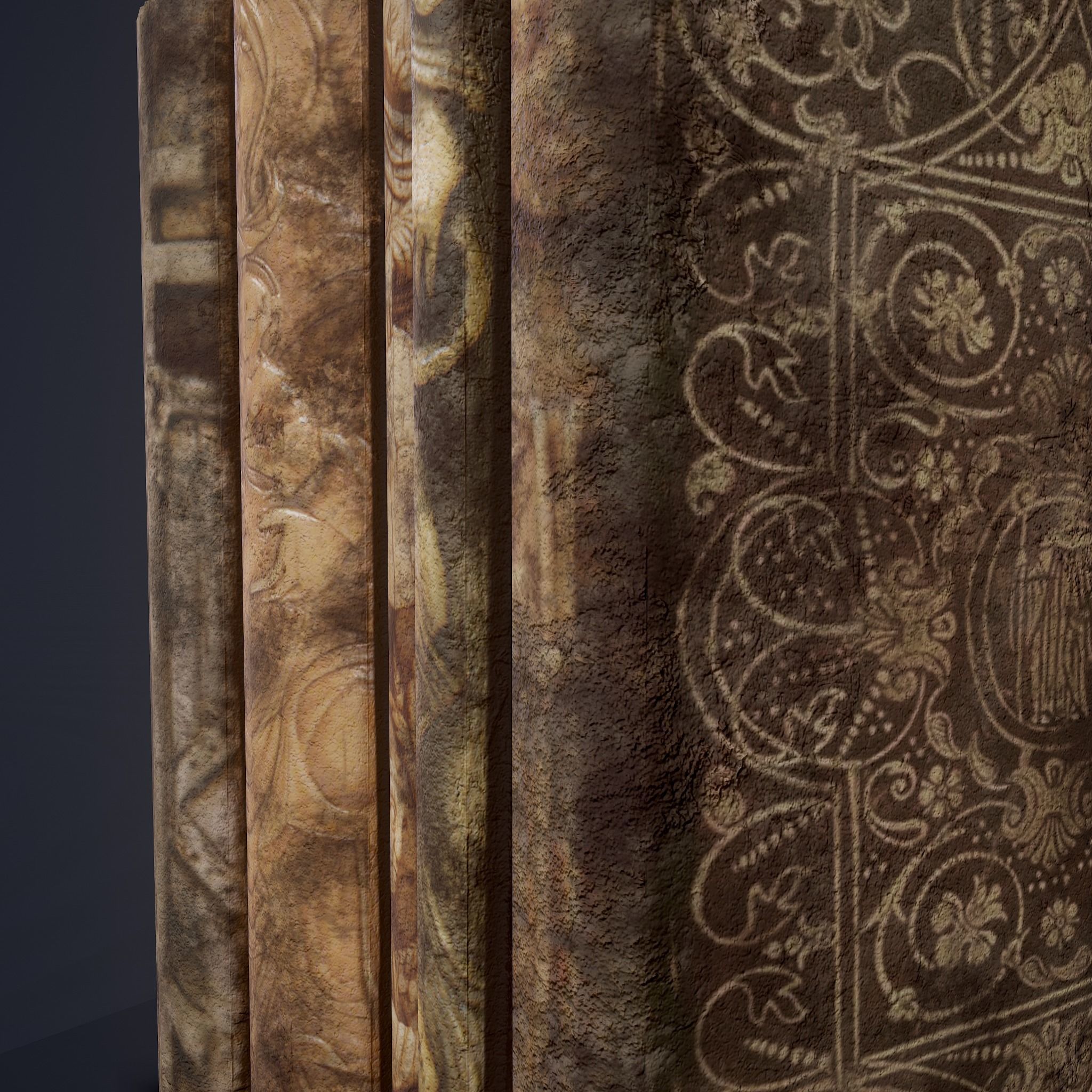 Medieval Books Row 1 Design 1  Low-poly 3D model_24