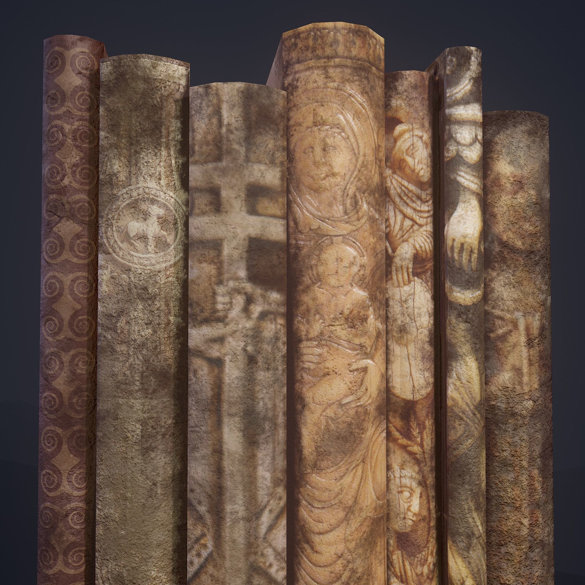 Medieval Books Row 1 Design 1  Low-poly 3D model_20
