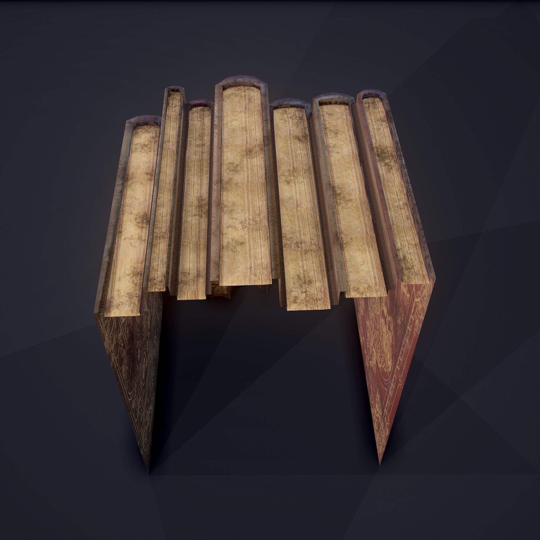 Medieval Books Row 1 Design 1  Low-poly 3D model_15