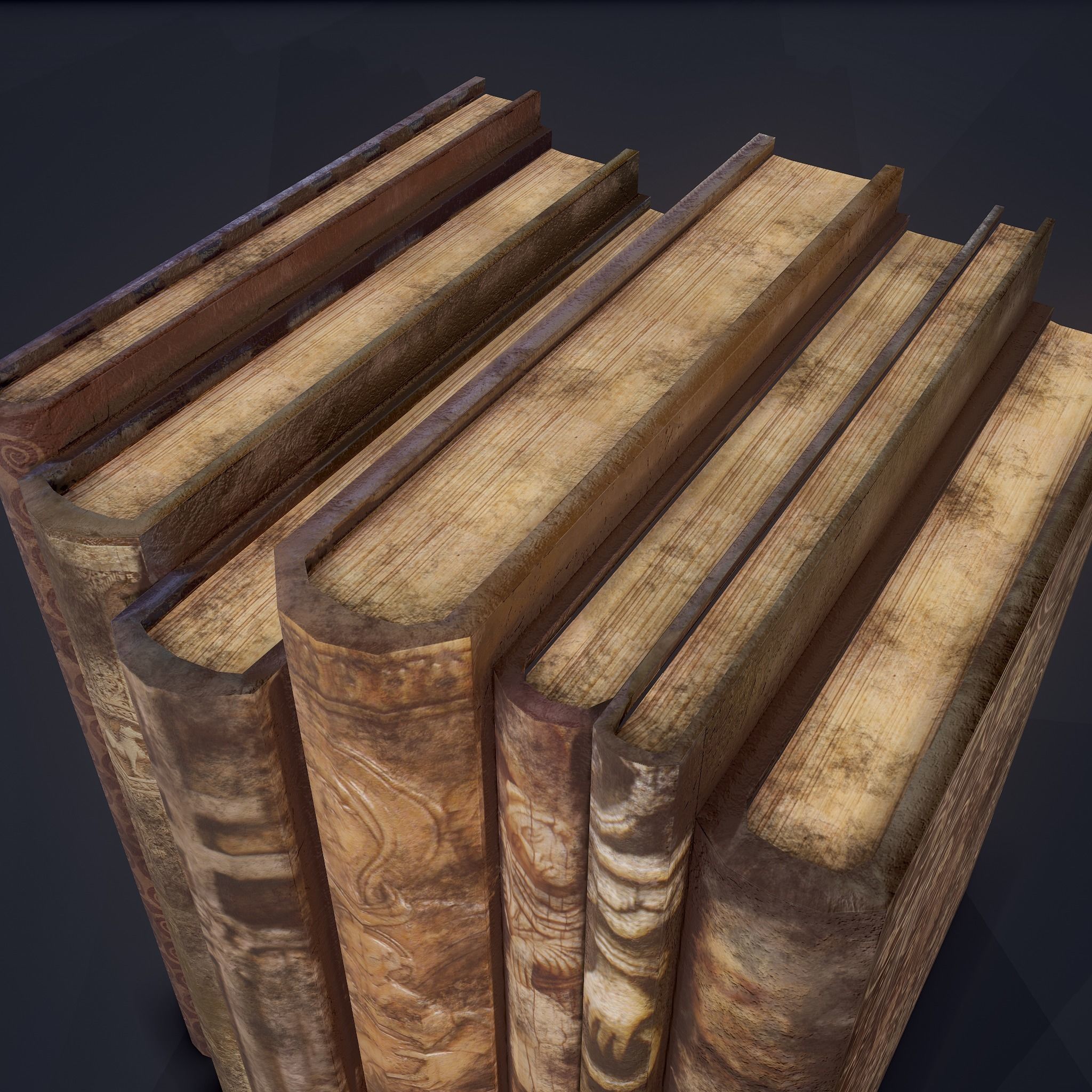 Medieval Books Row 1 Design 1  Low-poly 3D model_18
