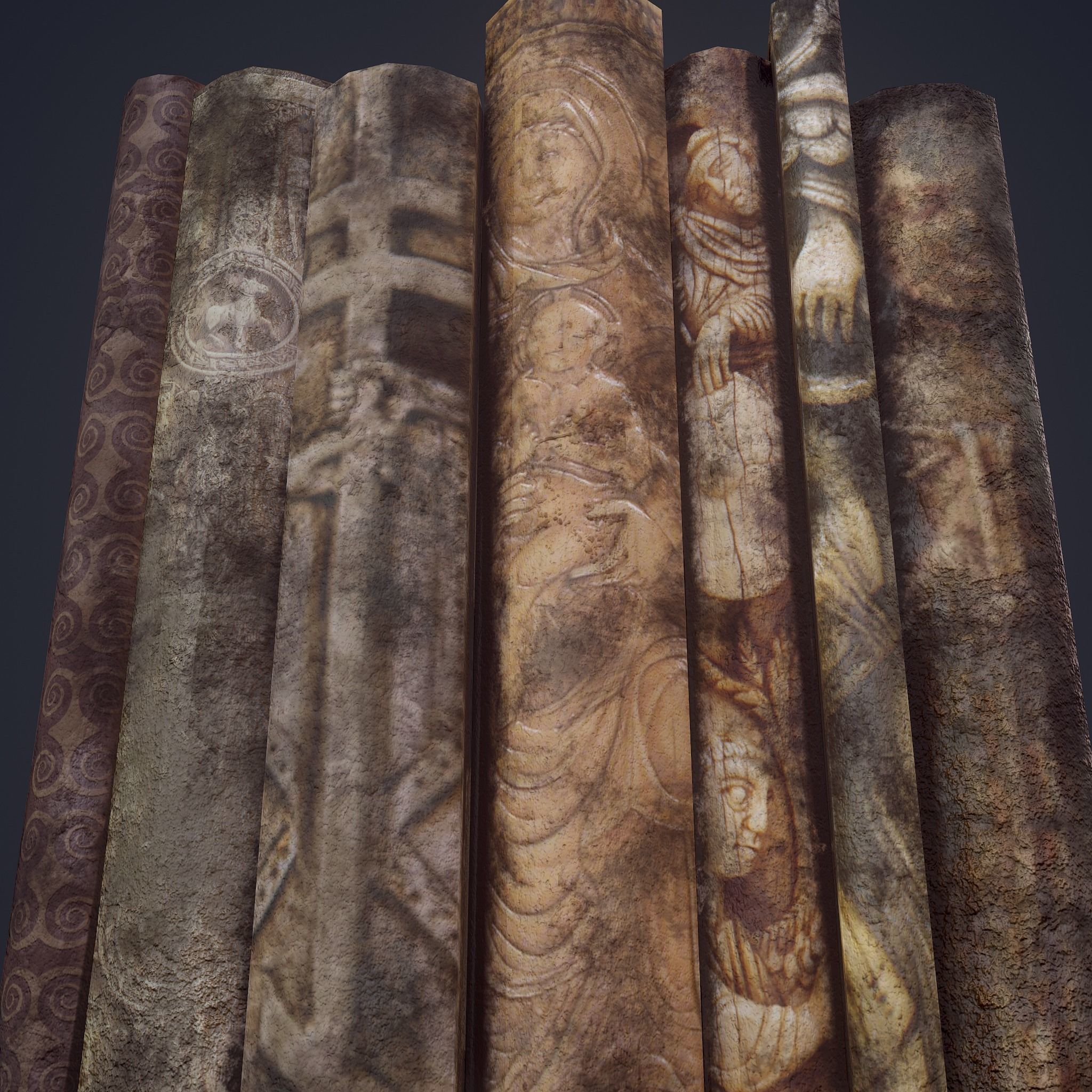 Medieval Books Row 1 Design 1  Low-poly 3D model_11