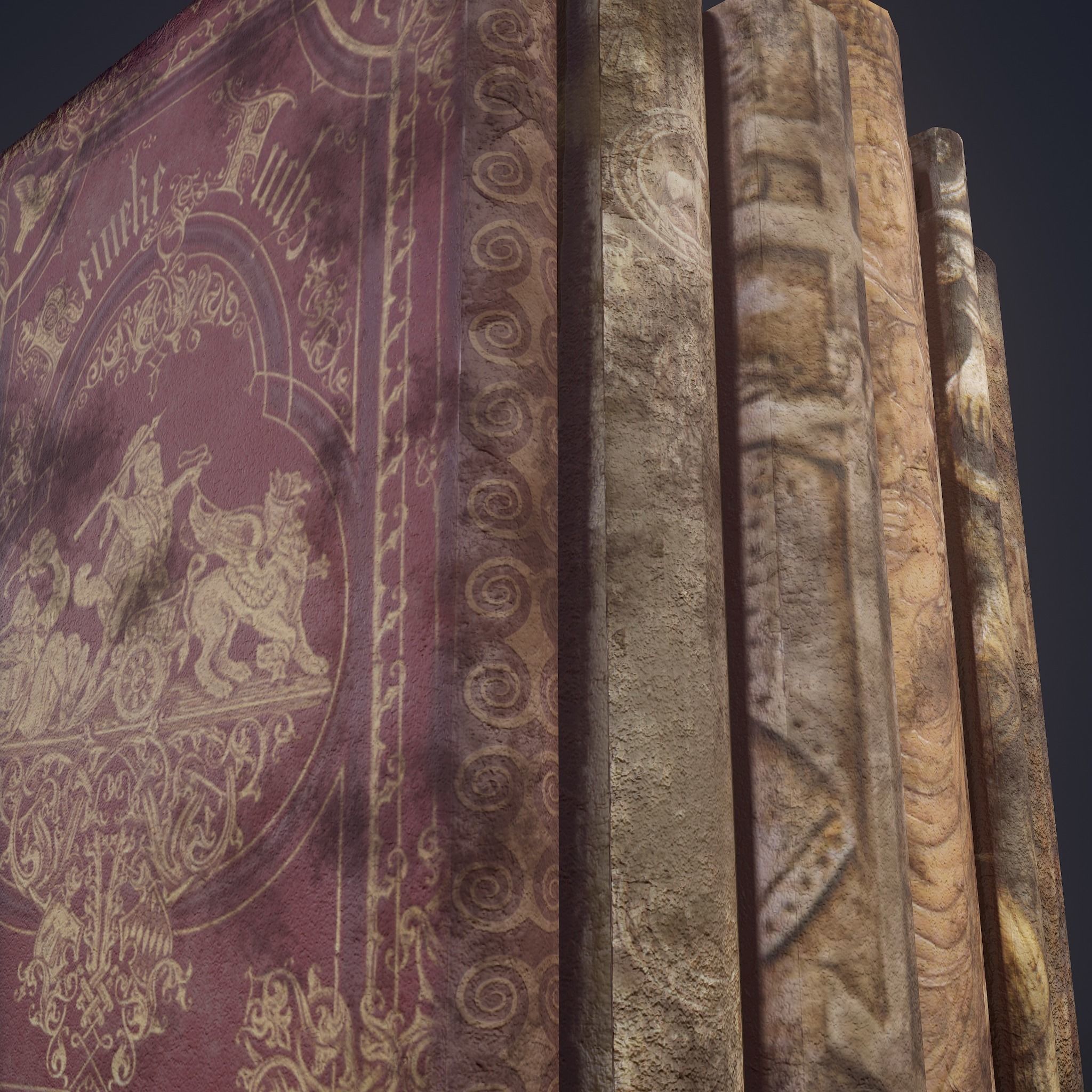 Medieval Books Row 1 Design 1  Low-poly 3D model_16