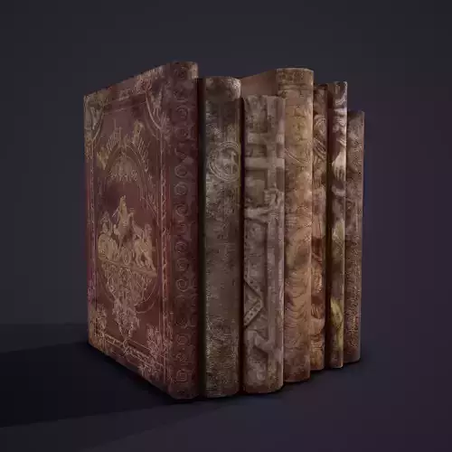 Medieval Books Row 1 Design 1  Low-poly 3D model