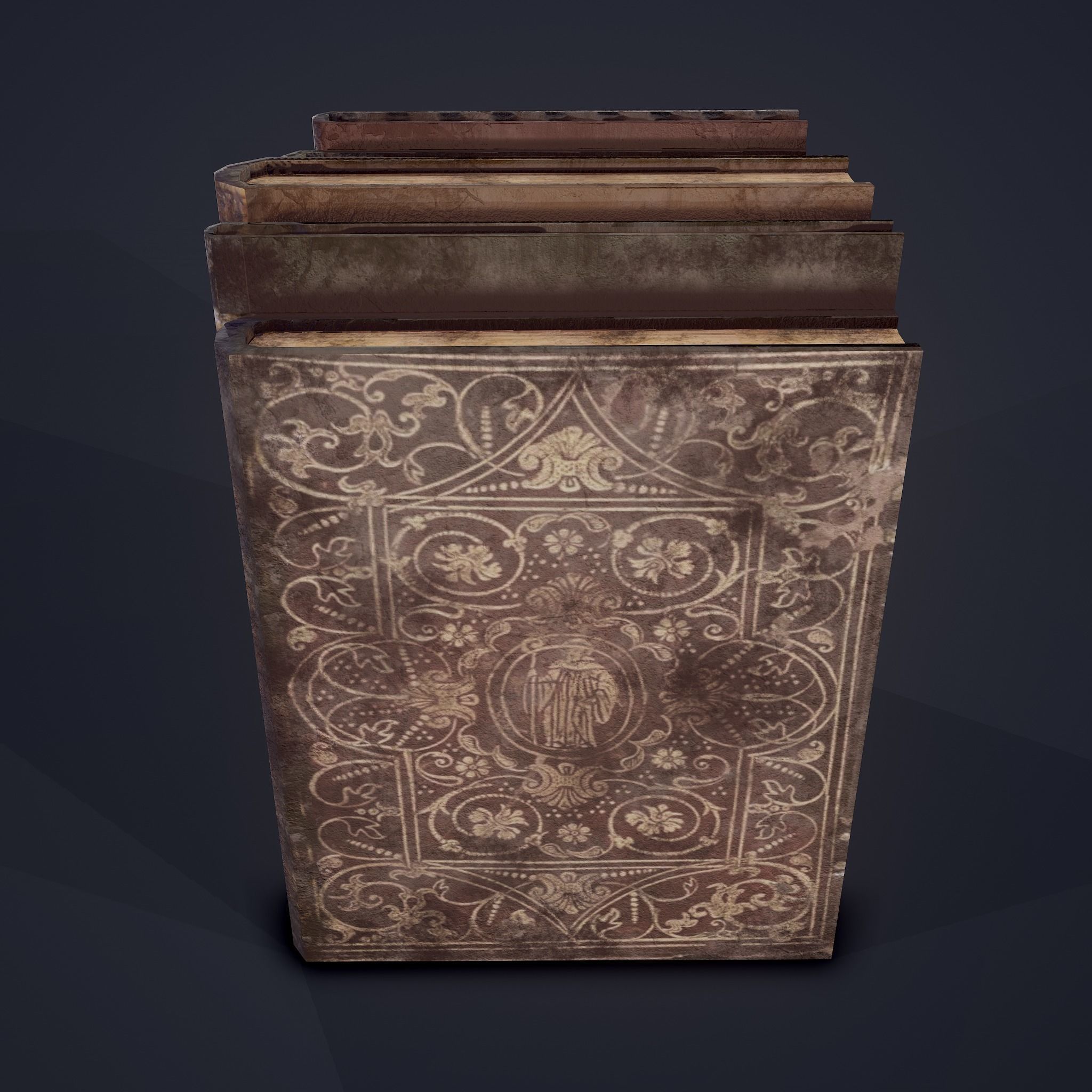 Medieval Books Row 1 Design 1  Low-poly 3D model_13