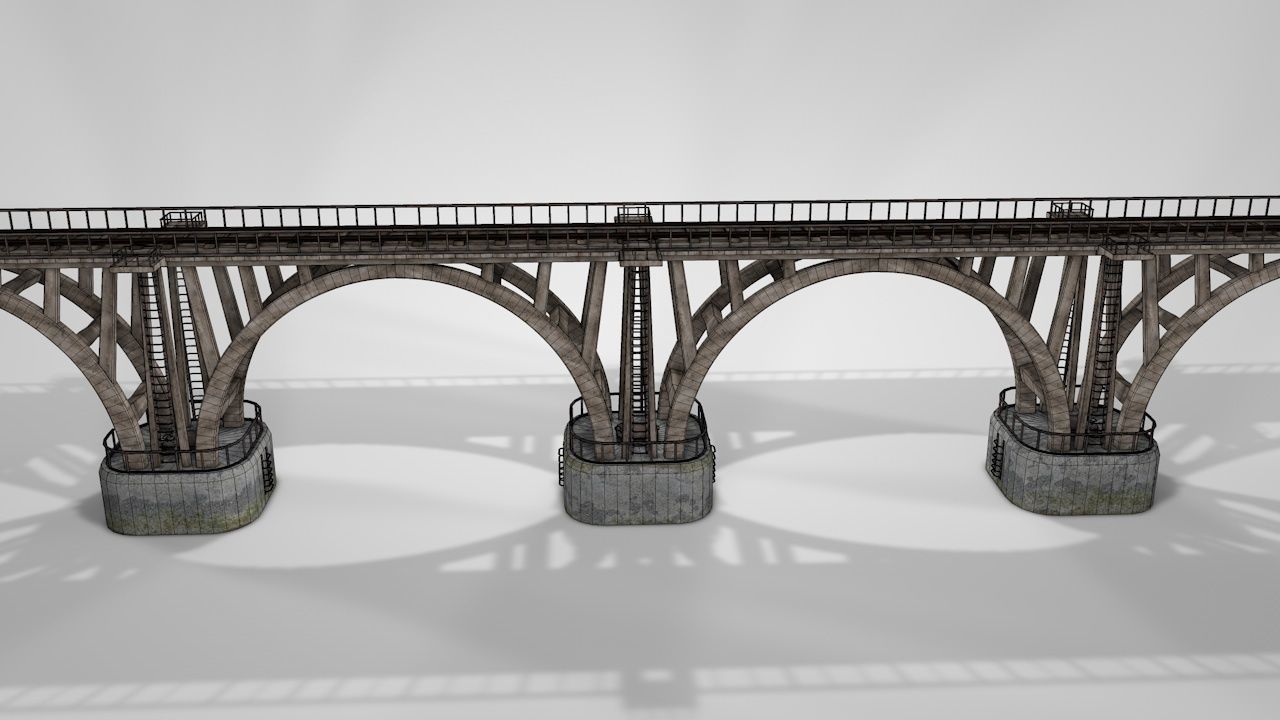 Modular River Railway Bridge 3D model_3