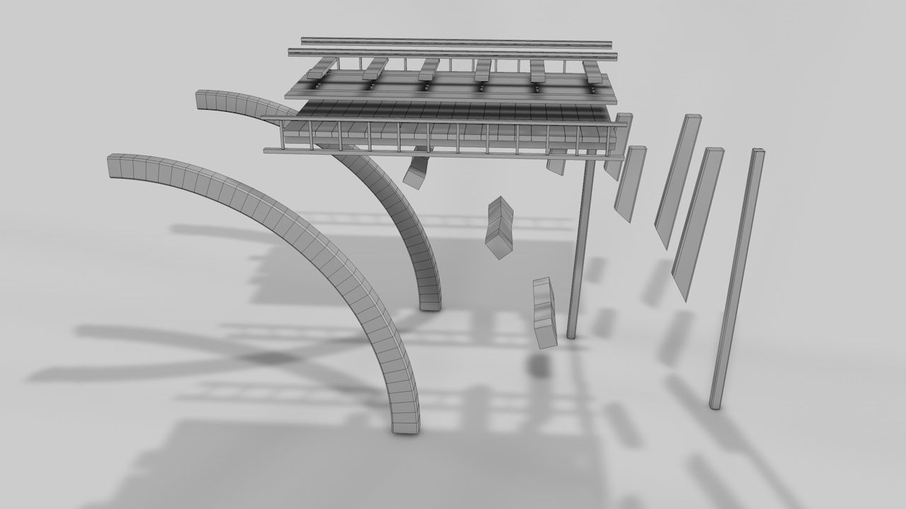 Modular River Railway Bridge 3D model_15