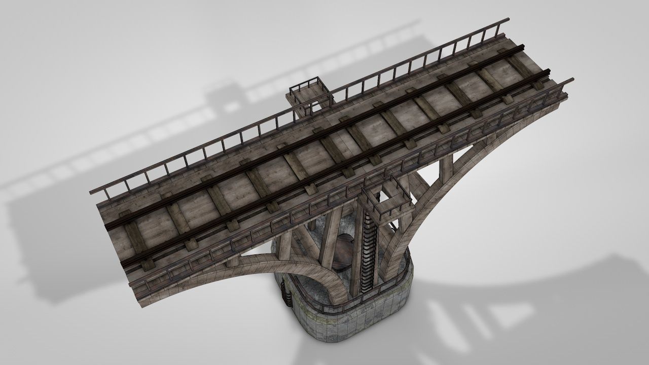 Modular River Railway Bridge 3D model_9