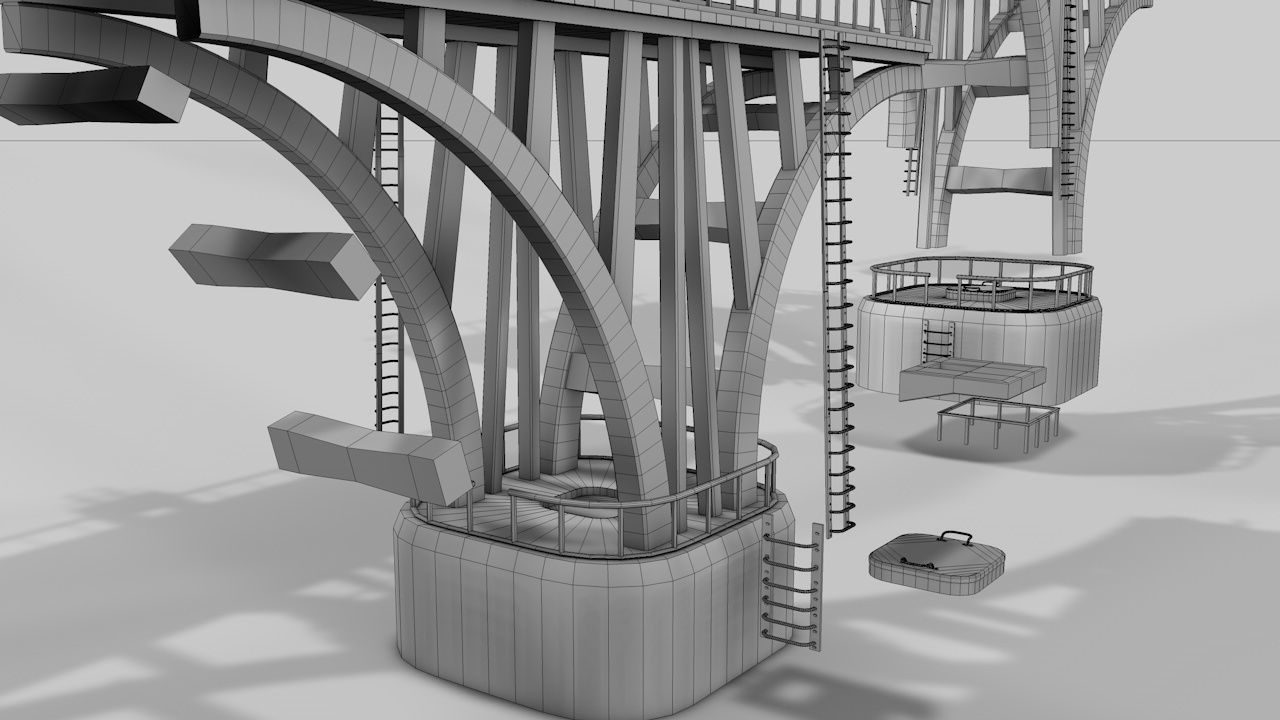 Modular River Railway Bridge 3D model_19