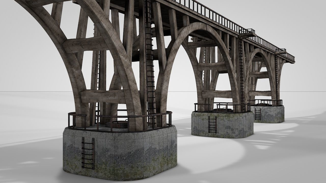 Modular River Railway Bridge 3D model_2