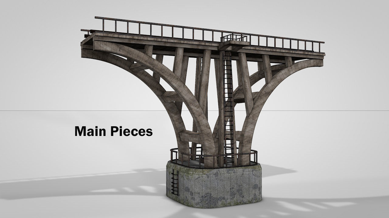 Modular River Railway Bridge 3D model_7