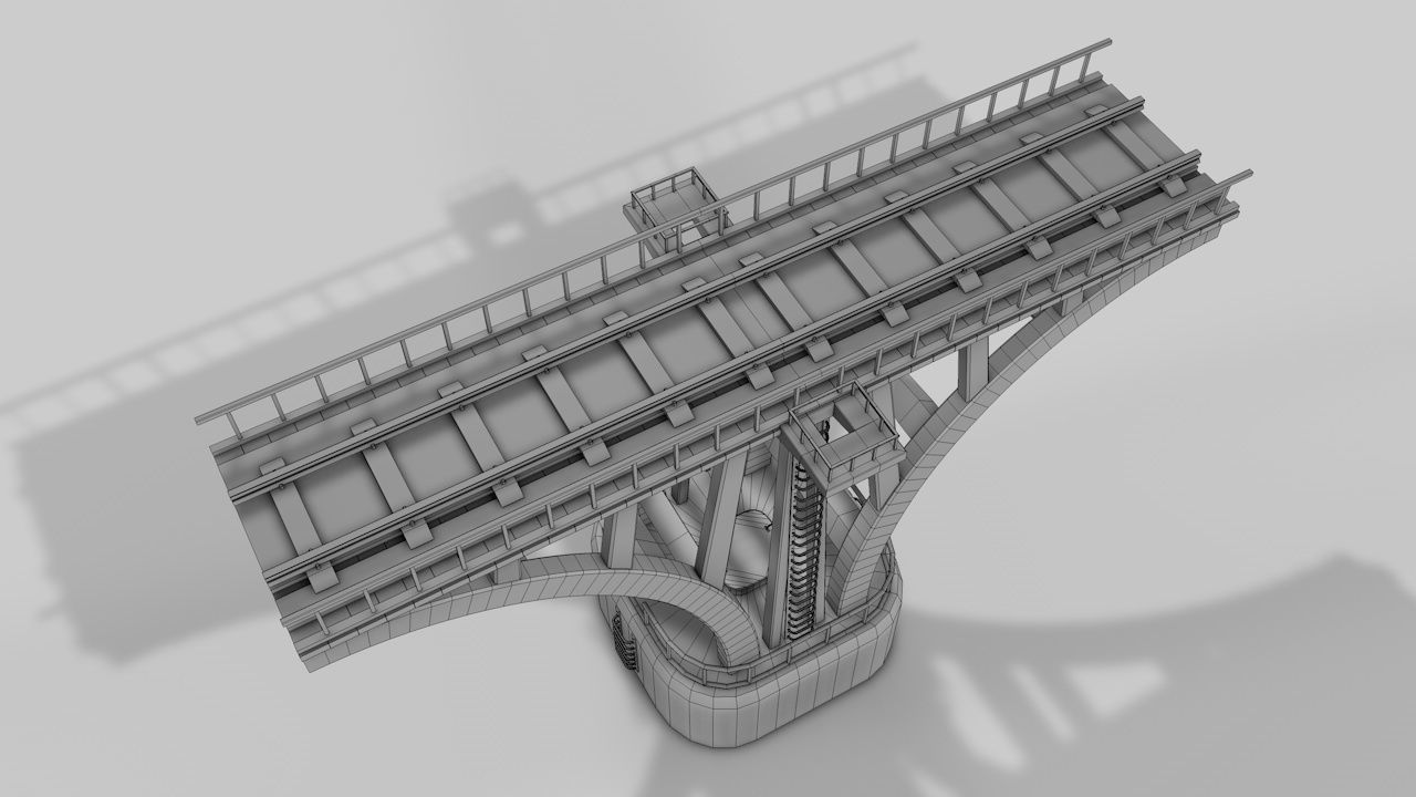 Modular River Railway Bridge 3D model_10