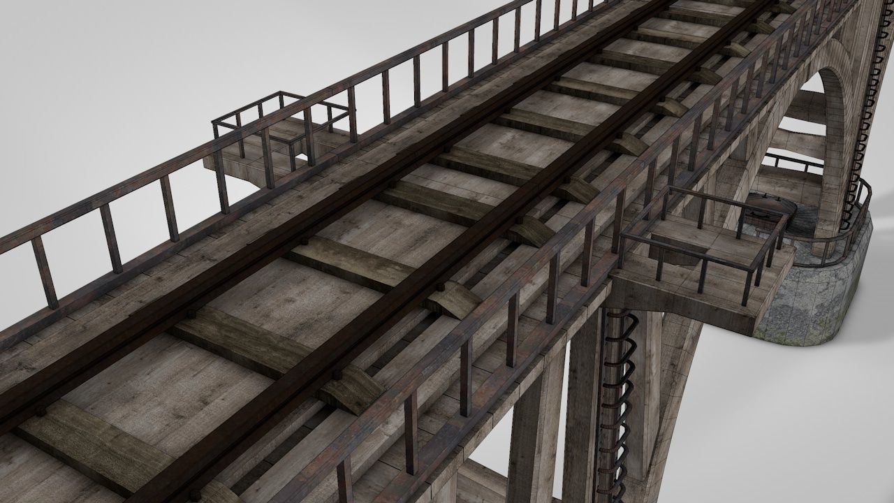 Modular River Railway Bridge 3D model_6