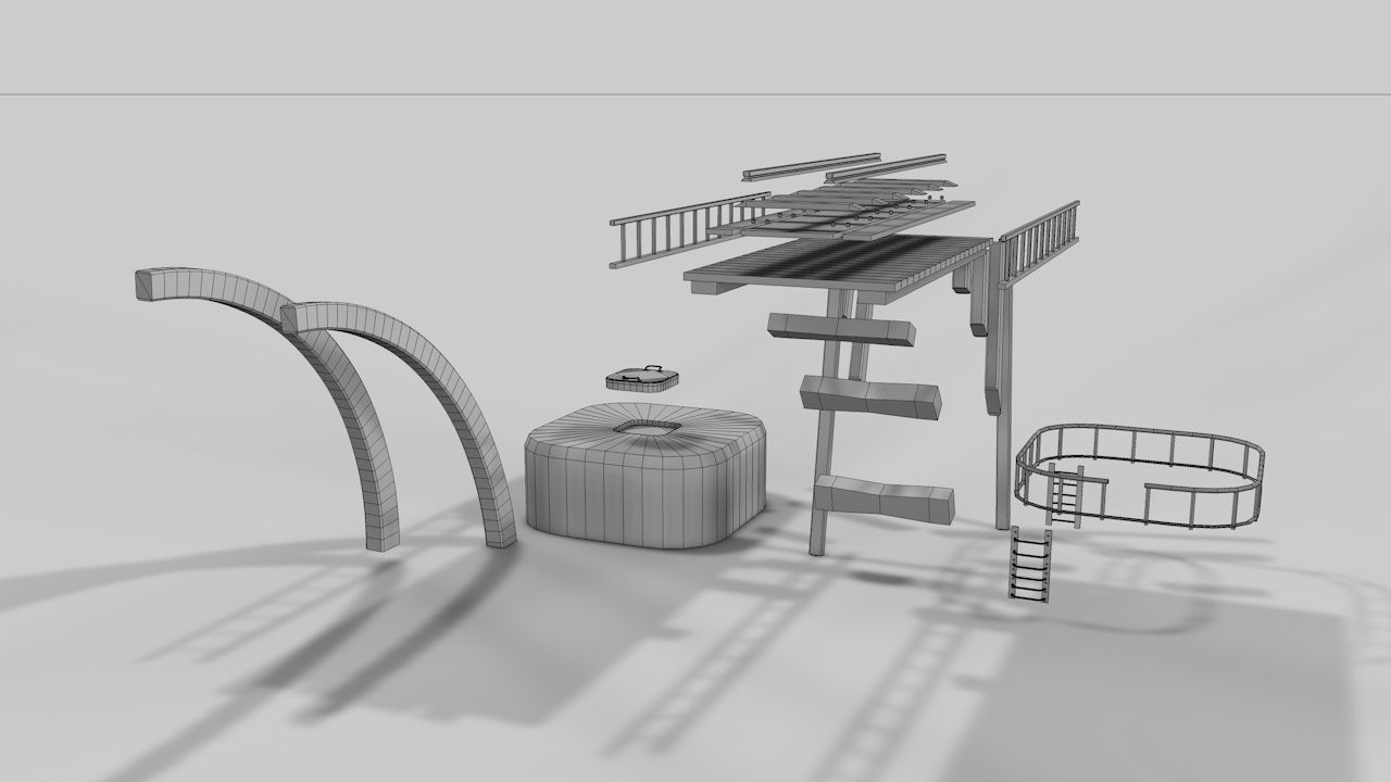 Modular River Railway Bridge 3D model_16