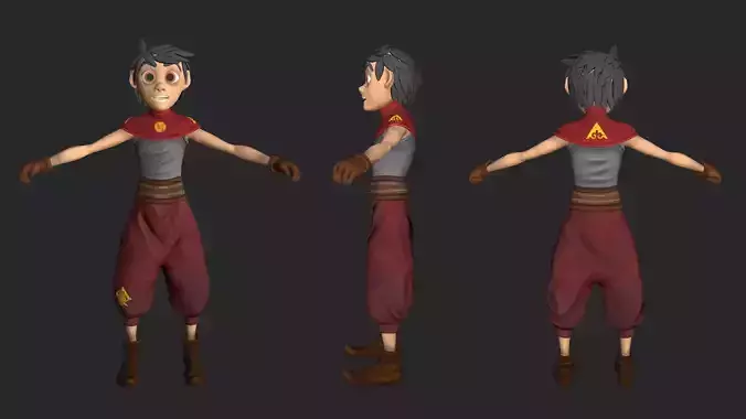 Nomad boy game character Low-poly 3D model