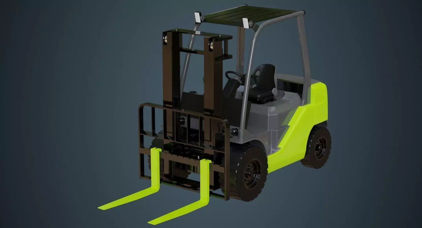 Forklift 1 Untextured 3D model_0