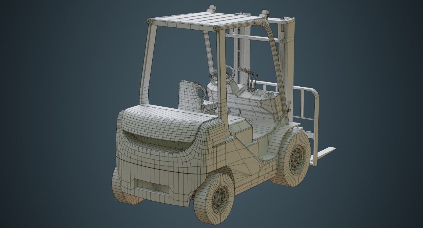 Forklift 1 Untextured 3D model_9