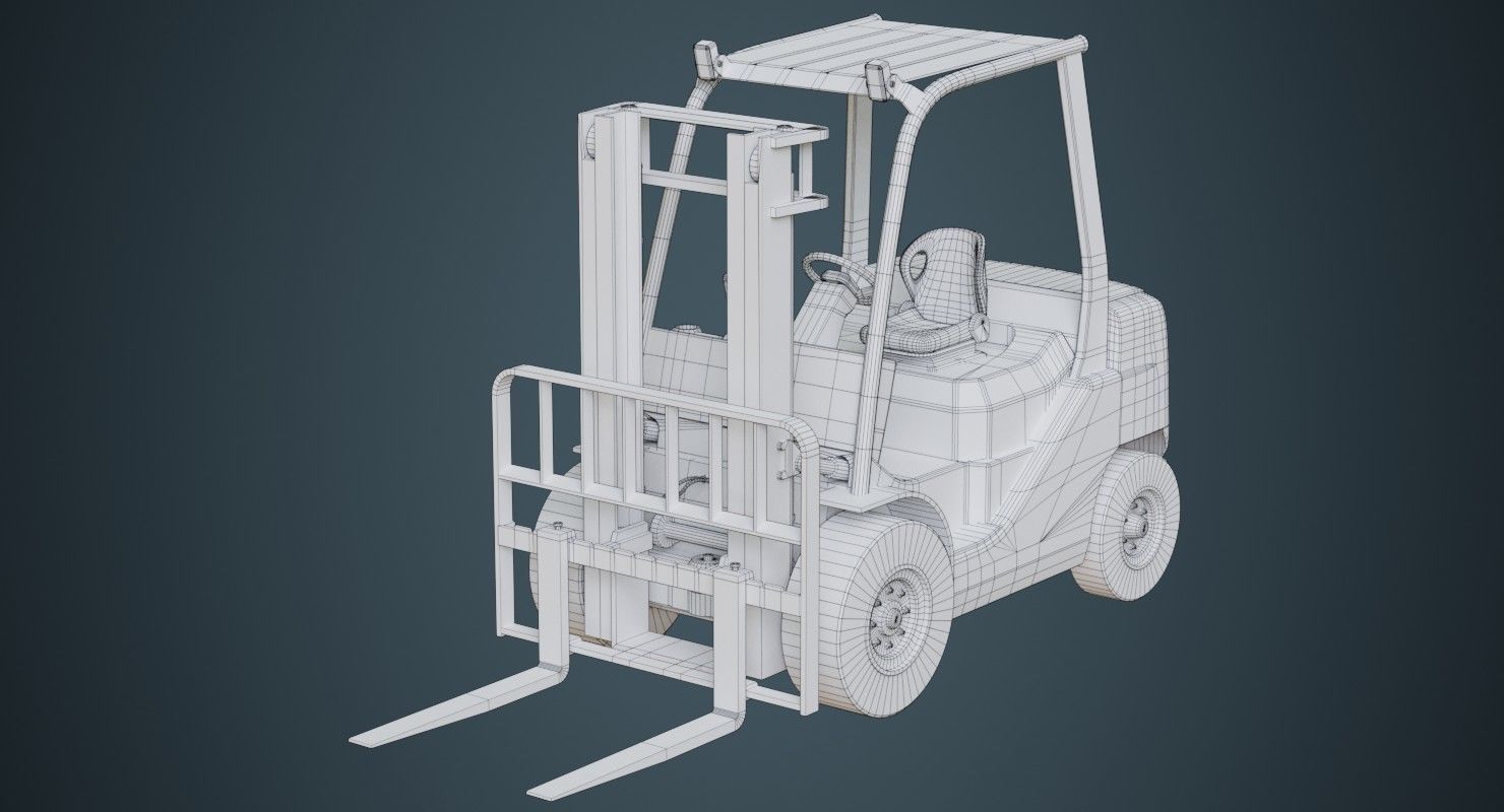 Forklift 1 Untextured 3D model_8