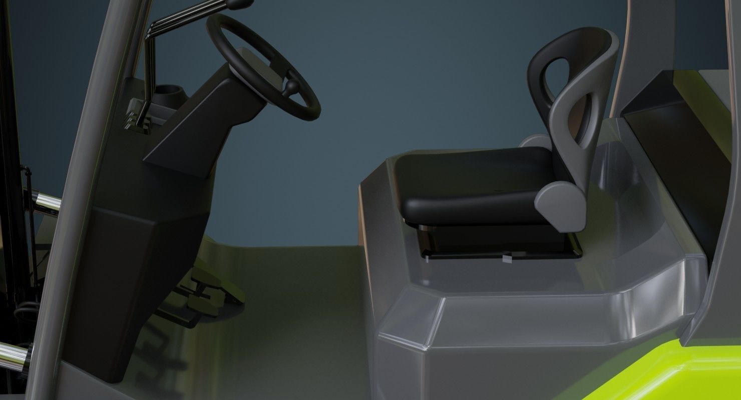 Forklift 1 Untextured 3D model_6