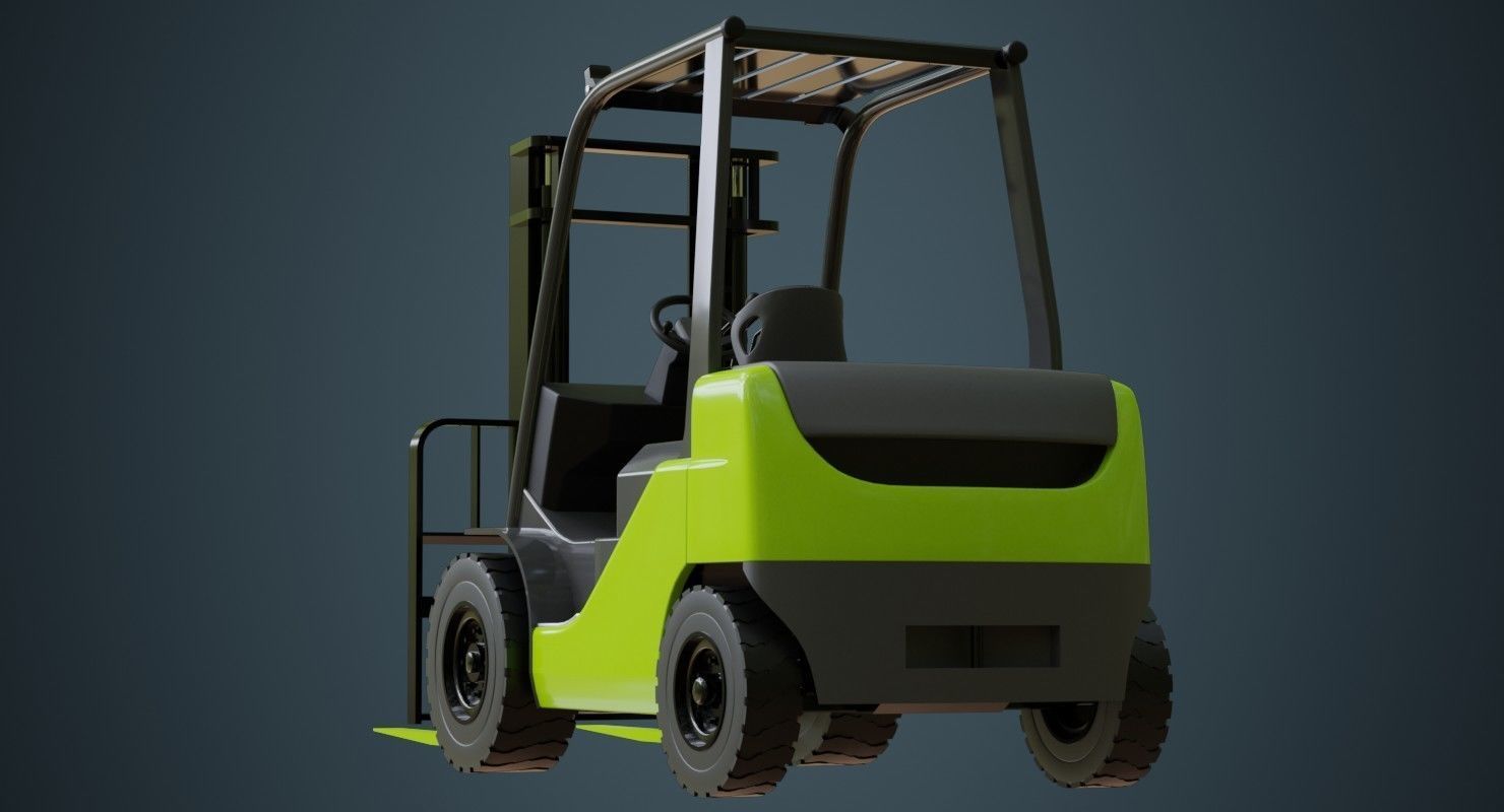 Forklift 1 Untextured 3D model_3