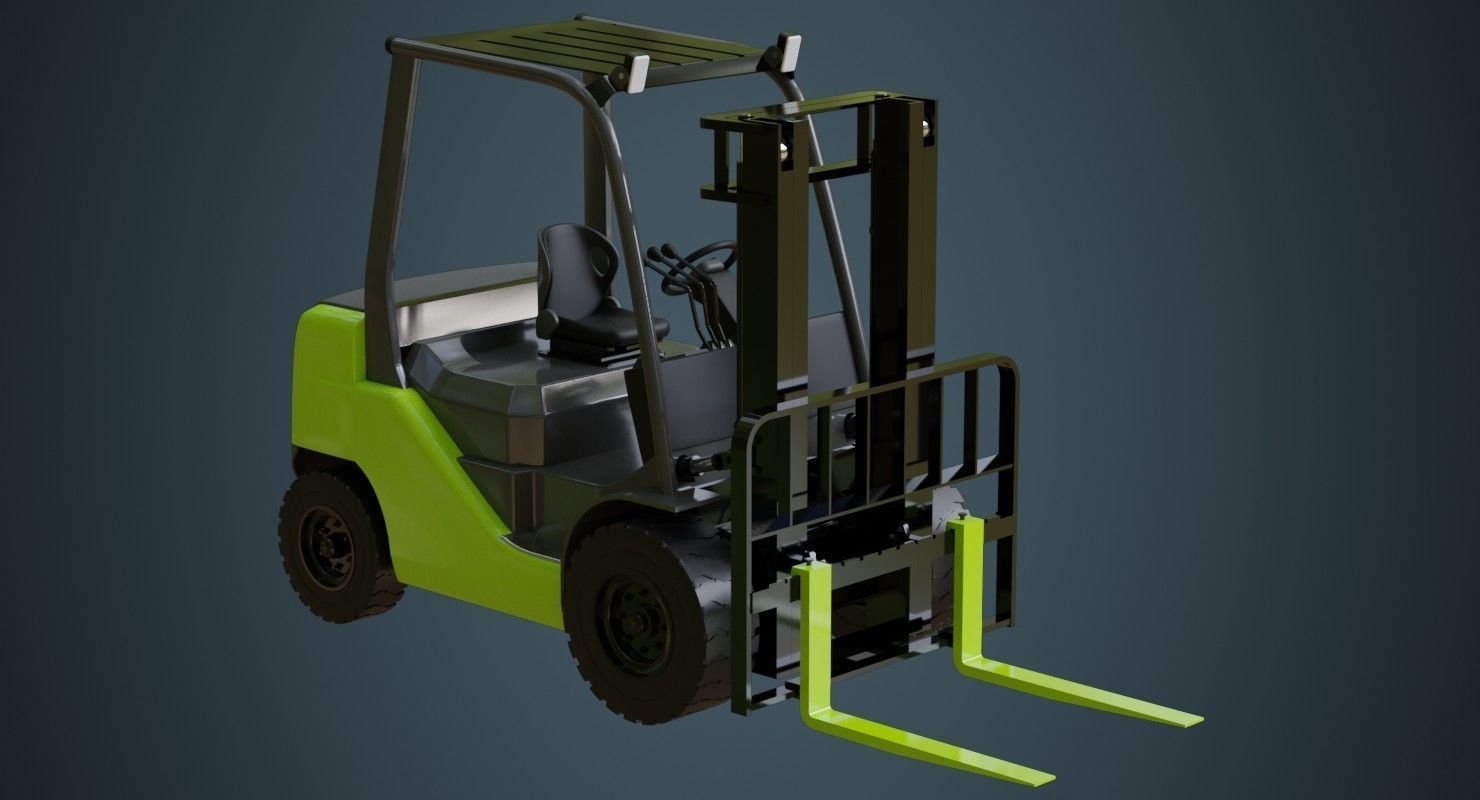 Forklift 1 Untextured 3D model_1