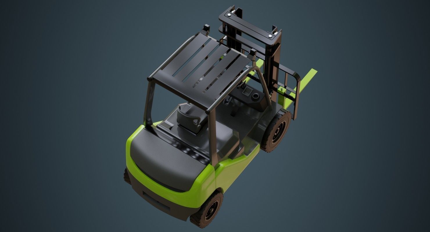 Forklift 1 Untextured 3D model_2