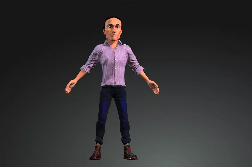 3D CHARACTER man in shirt and jeans 3D model