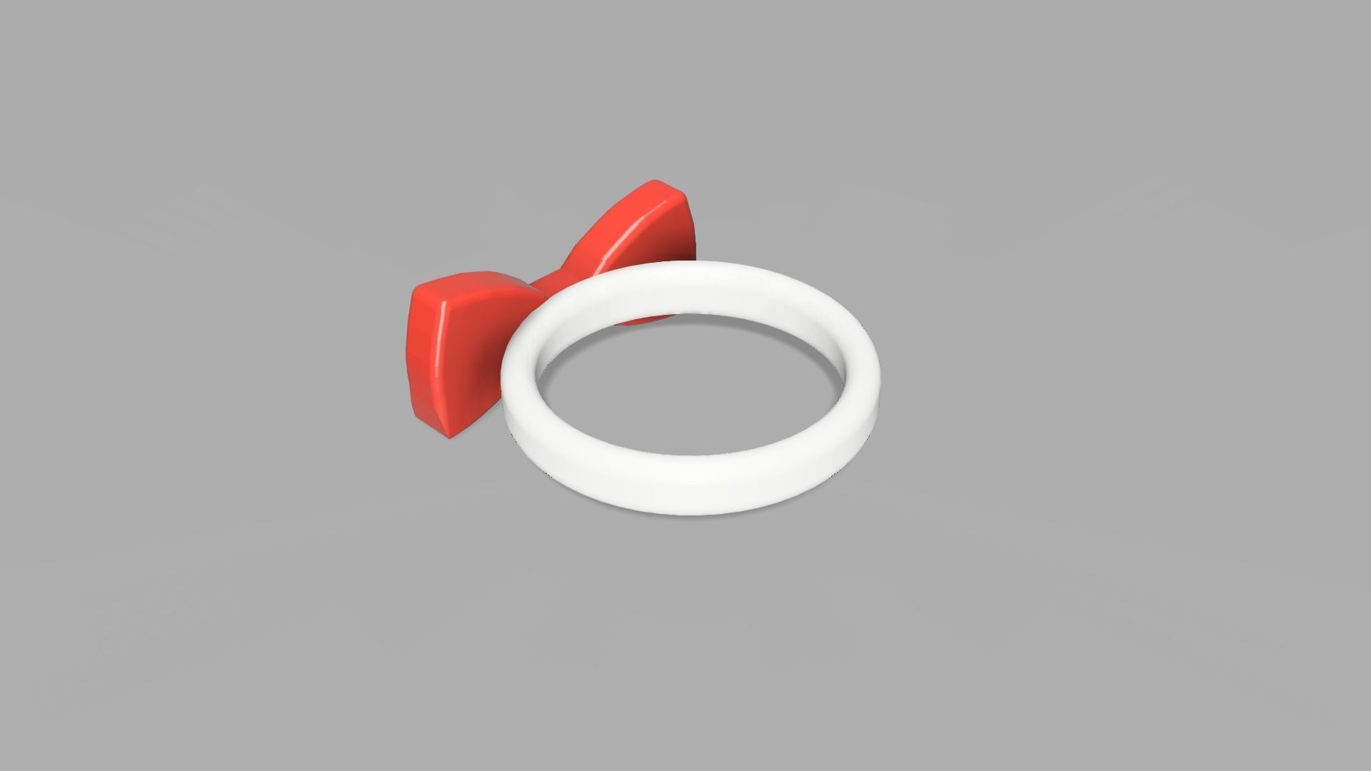 Bow Tie ring red colour 3D model_1