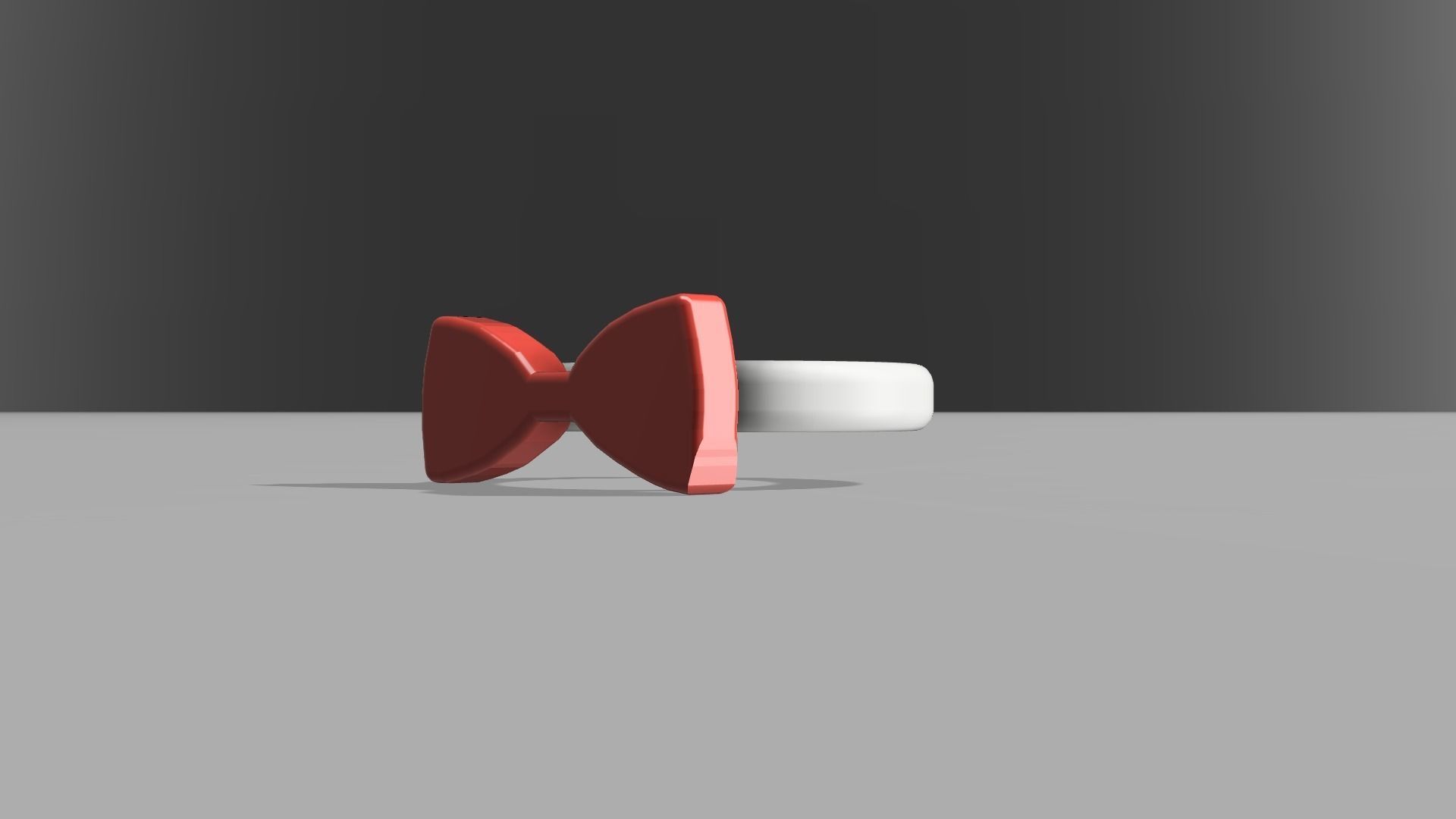 Bow Tie ring red colour 3D model_3
