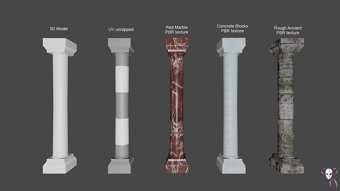 Column -  used with any Architectural style Low-poly 3D model