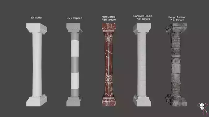 Column -  used with any Architectural style Low-poly 3D model