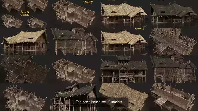 Next Gen AAA Top-down house set 3D Model Collection