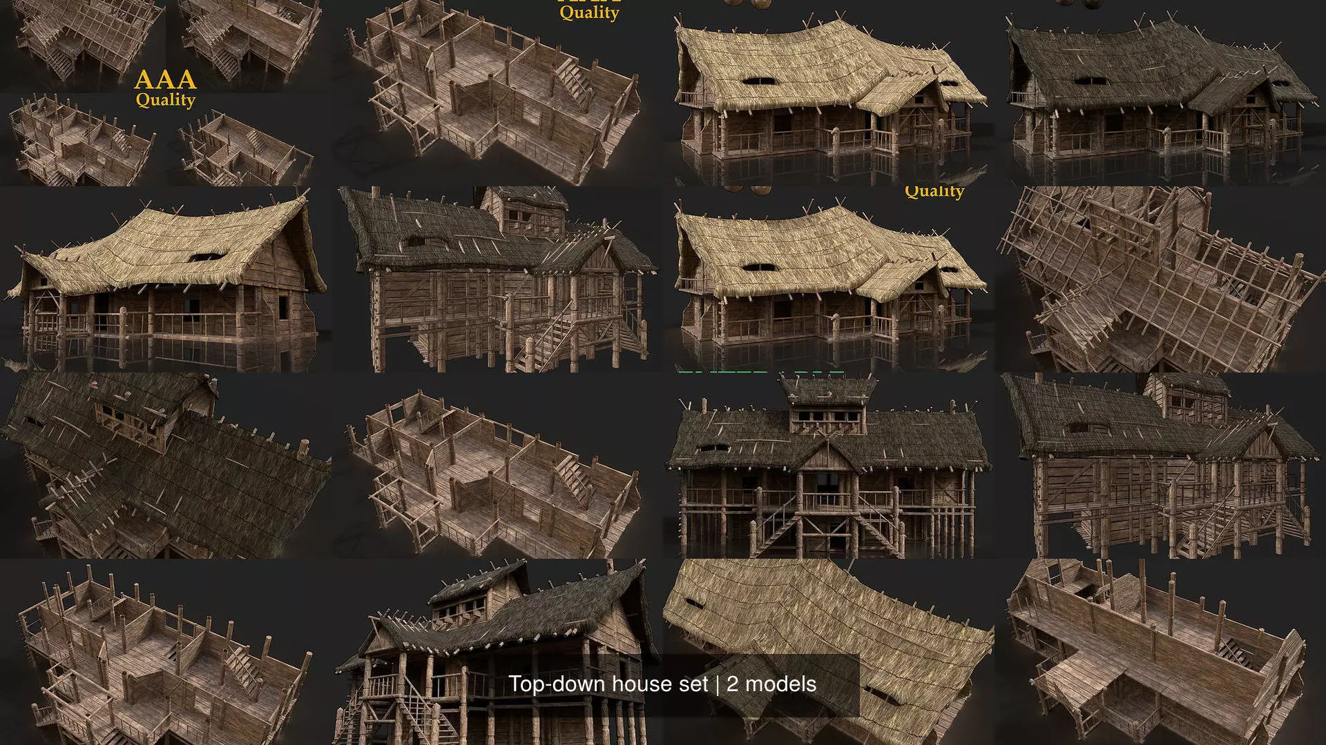 Next Gen AAA Top-down house set 3D Model Collection_0