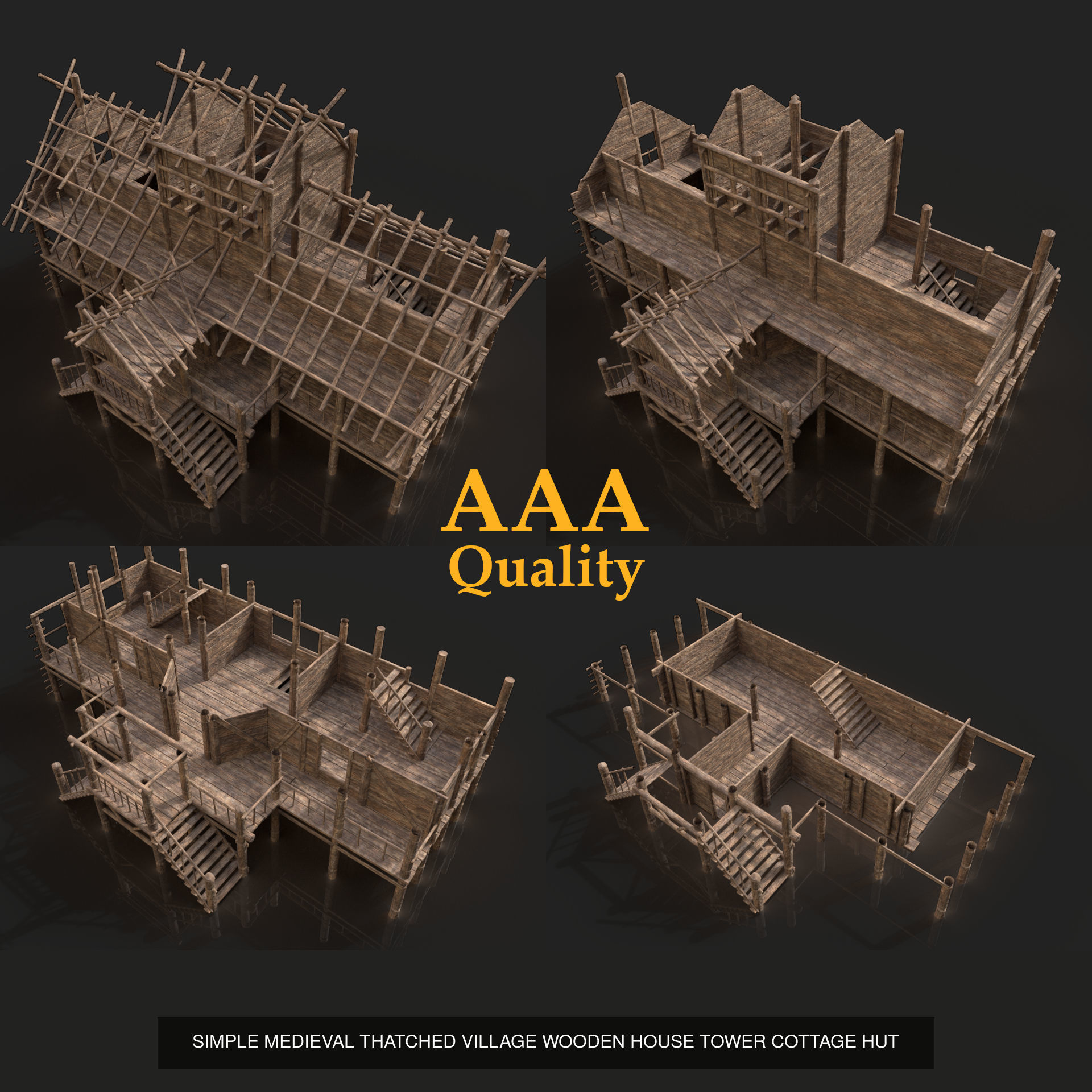 Next Gen AAA Top-down house set 3D Model Collection_1
