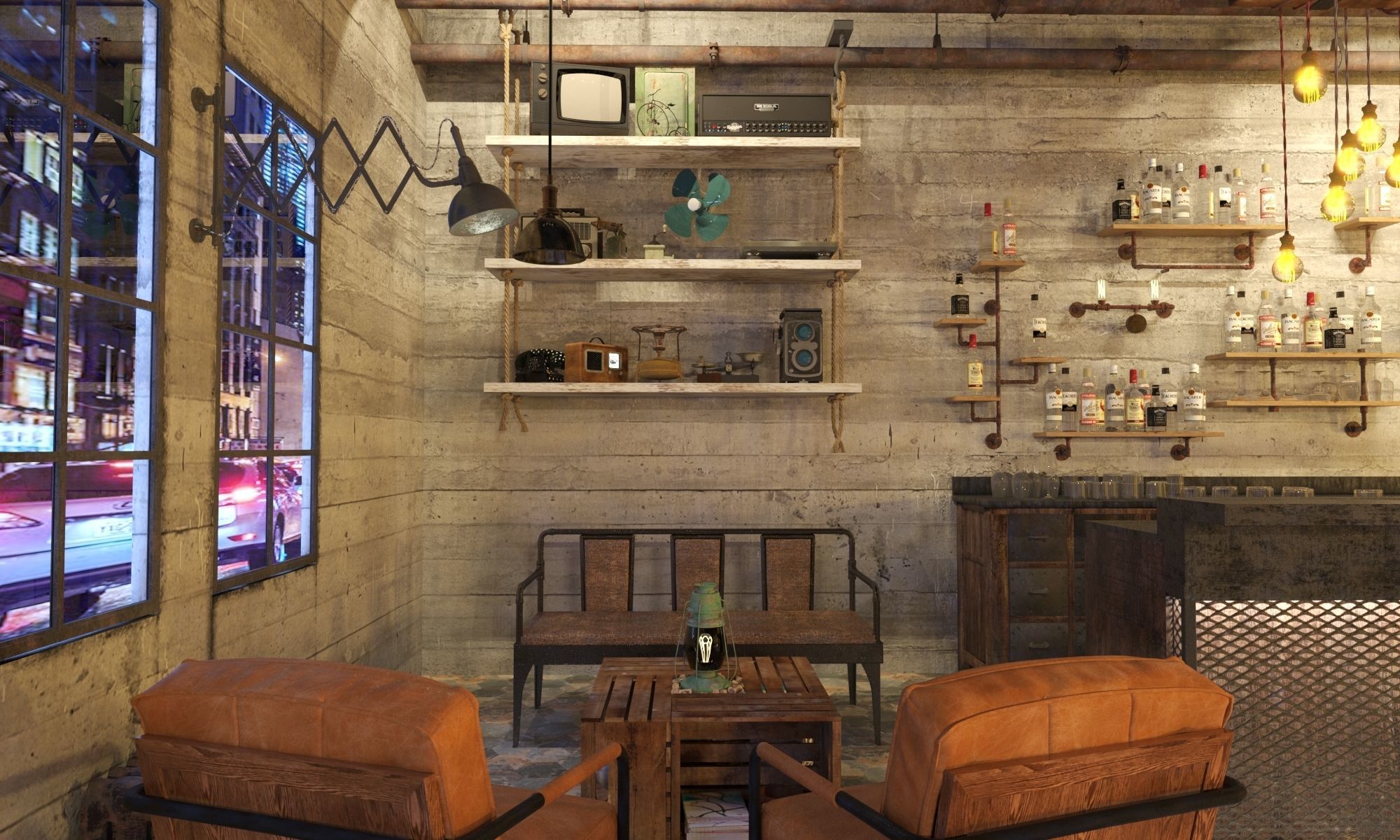 restaurant vintage modern 3D model_2