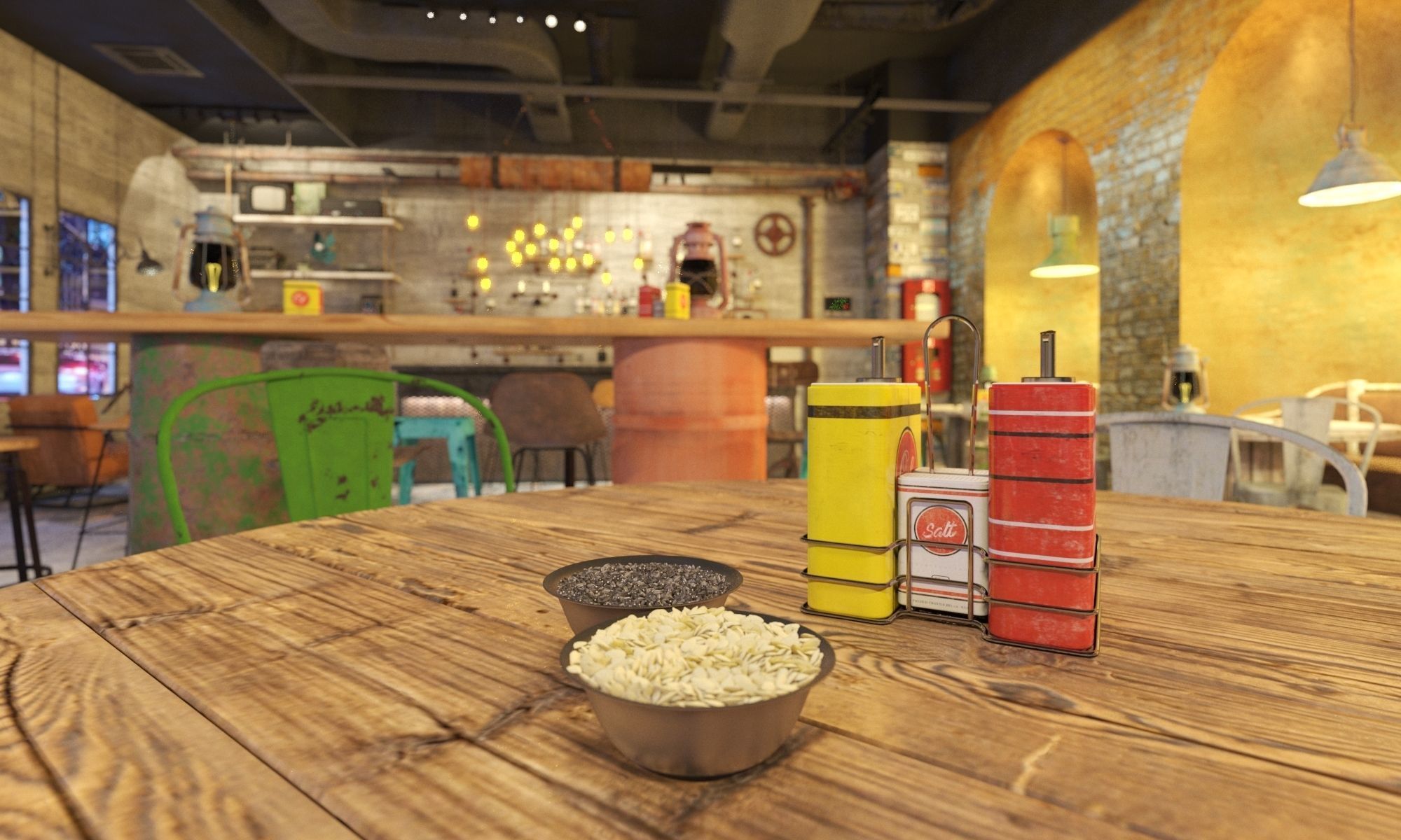 restaurant vintage modern 3D model_3