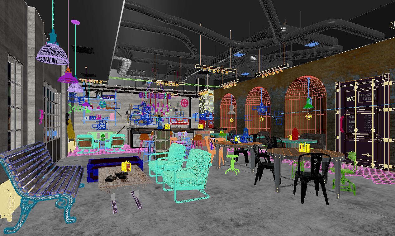 restaurant vintage modern 3D model_5