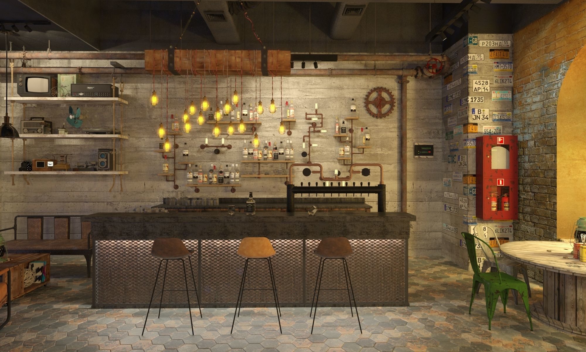 restaurant vintage modern 3D model_4